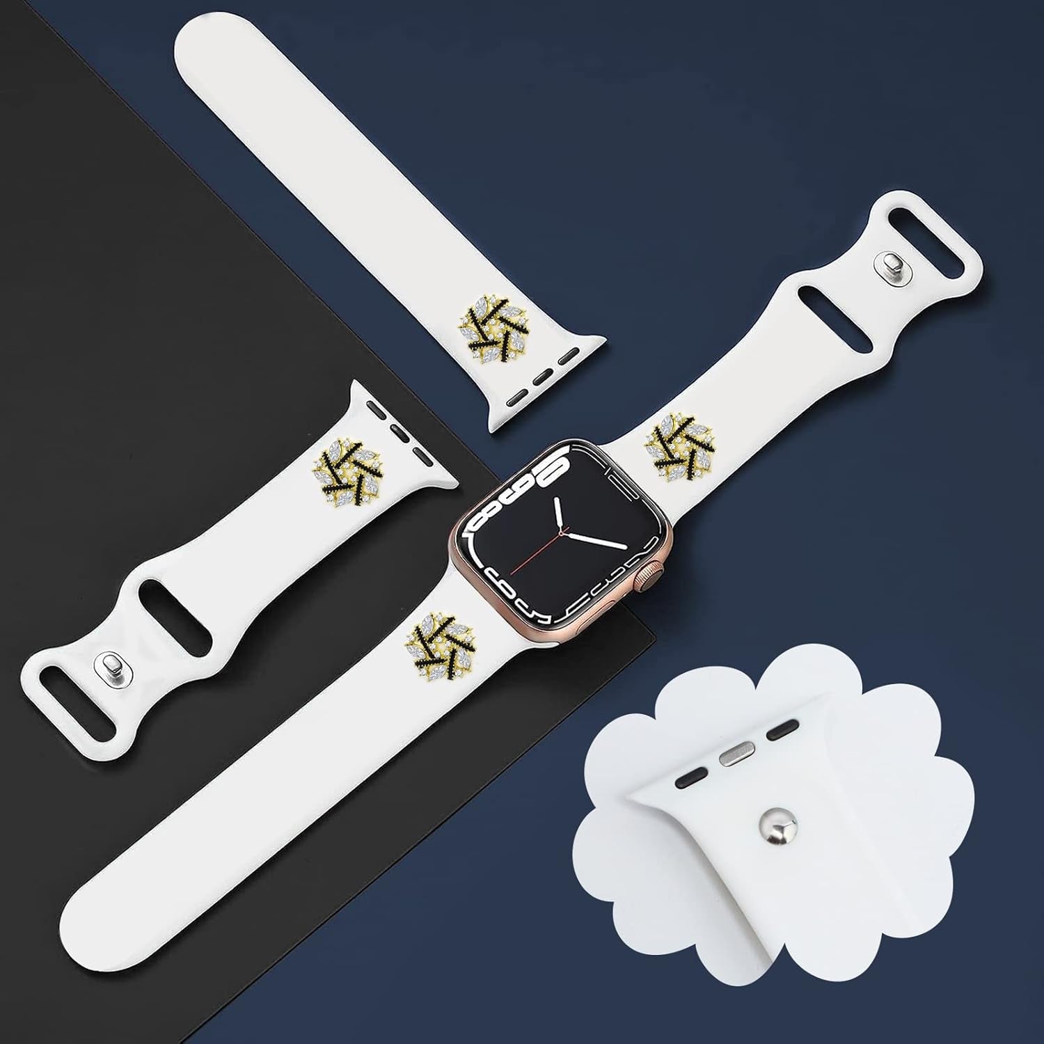 Designer Silicone Watch Band Compatible with Apple Watch 41Mm 40Mm 38Mm 45Mm 44Mm 42Mm 49Mm, Cute Women Iwatch Bracelet Charm Strap, Fancy Wristband for Series Ultra 8 7 6 5 4 3 2 1 SE