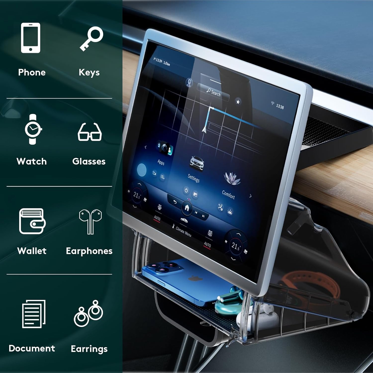 Open and Close Tesla under Screen Storage - Magnetic Storage Box for Tesla Model 3 2023-2021 Model Y Accessories 2024-2020 [Not Fit 2024 Model 3 Highland]