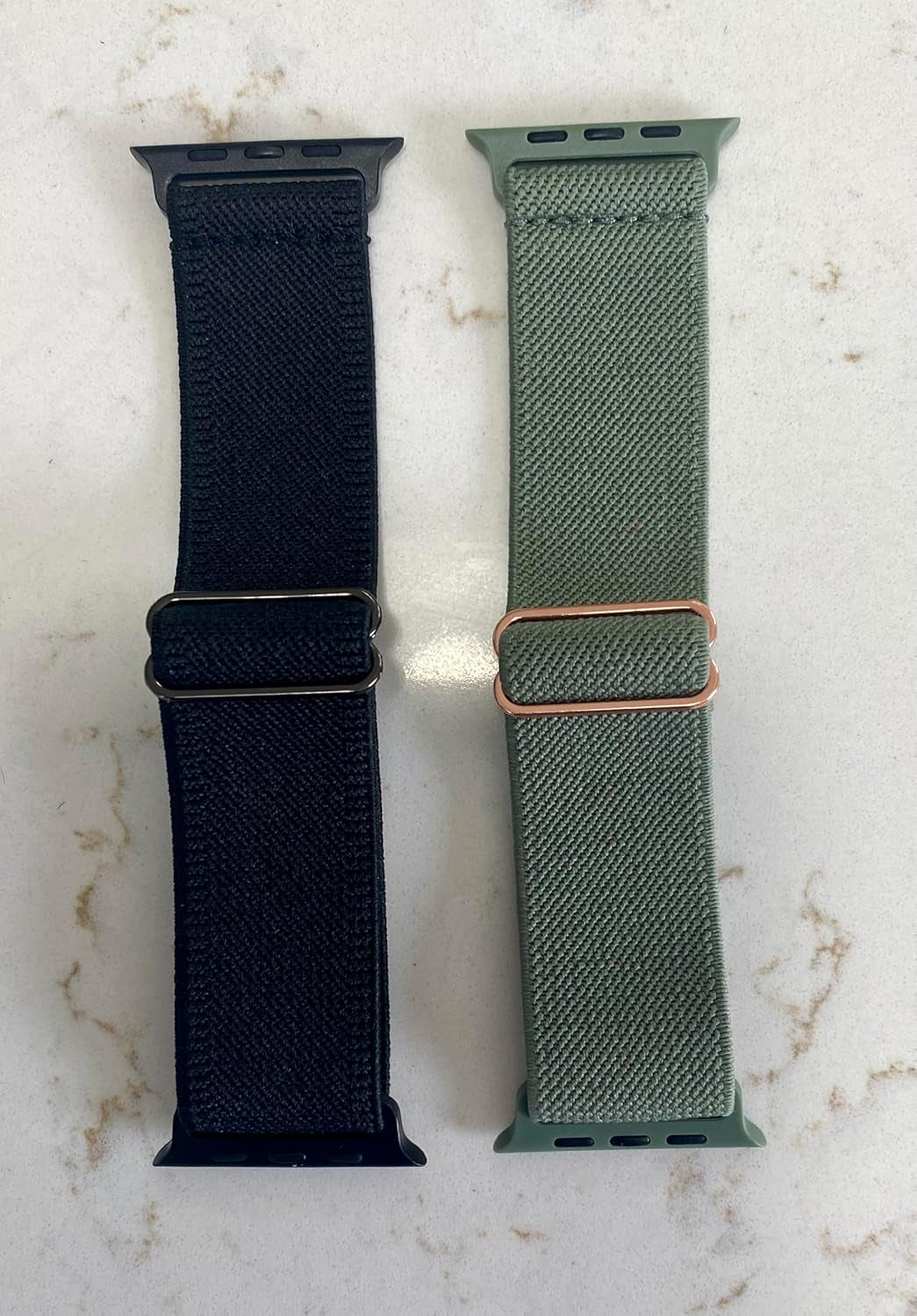 2 Pack Adjustable Elastic Nylon Smart Watch Band 42 to 49 Mm Green Black Compatible with Apple Watch