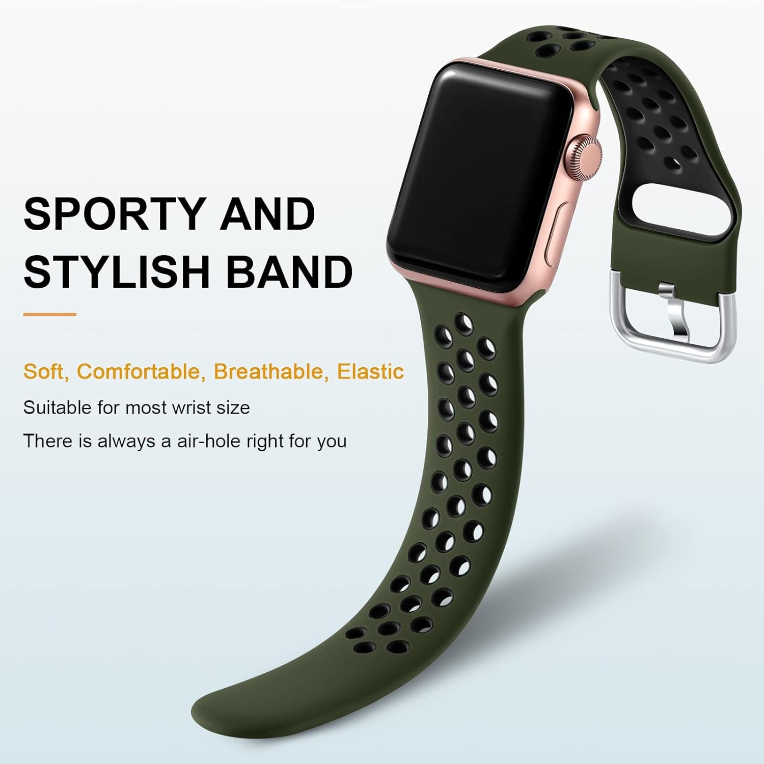 3 Pack Compatible for Apple Watch Ultra Band 49Mm Series 8/7 Band 41Mm 45Mm Series 6/5/4/SE 44Mm 40Mm Series 3/2/1 42Mm 38Mm, Breathable Silicone Sport Bands for Iwatch Bands Men Women, S/M