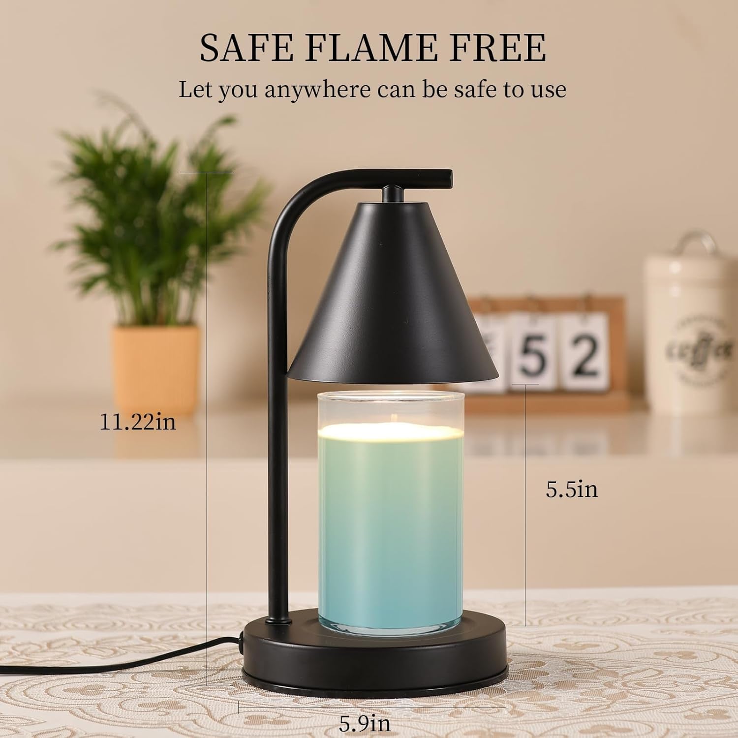Candle Warmer Lamp, Electric Candle Lamp Warmer Gifts for Mom Women House Warming Gifts New Home Bedroom Decor Dimmable Wax Melt Warmer for Scented Wax with 2 Bulbs, Jar Candles (Black)