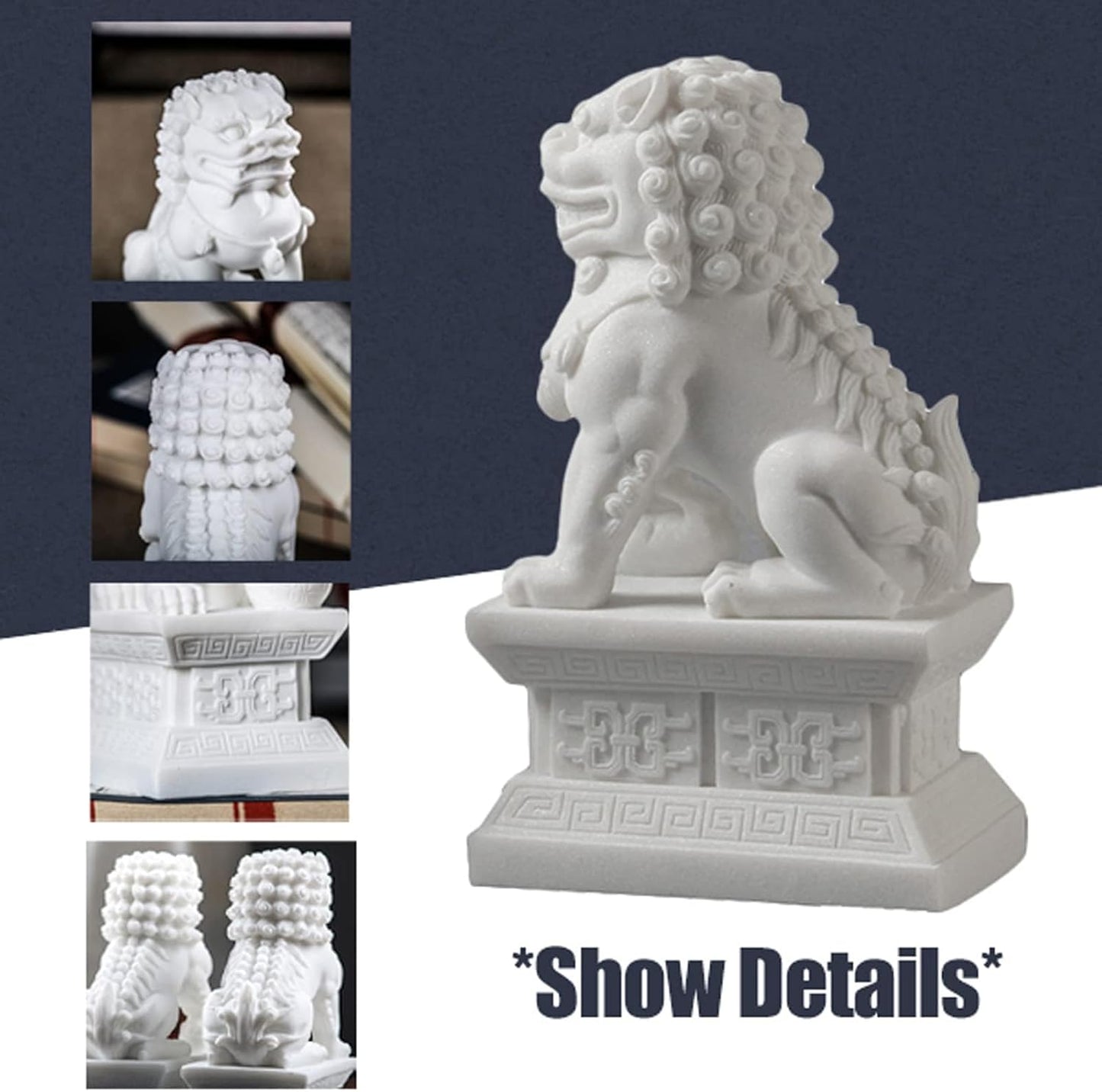 Foo Dogs Statues Pair, Chinese Fu Foo Dogs Guardian Lion Statues Beijing Lions Ornaments 2024 Feng Shui Home Decor Indoor Outdoor Ward off Evil Energy (Small)