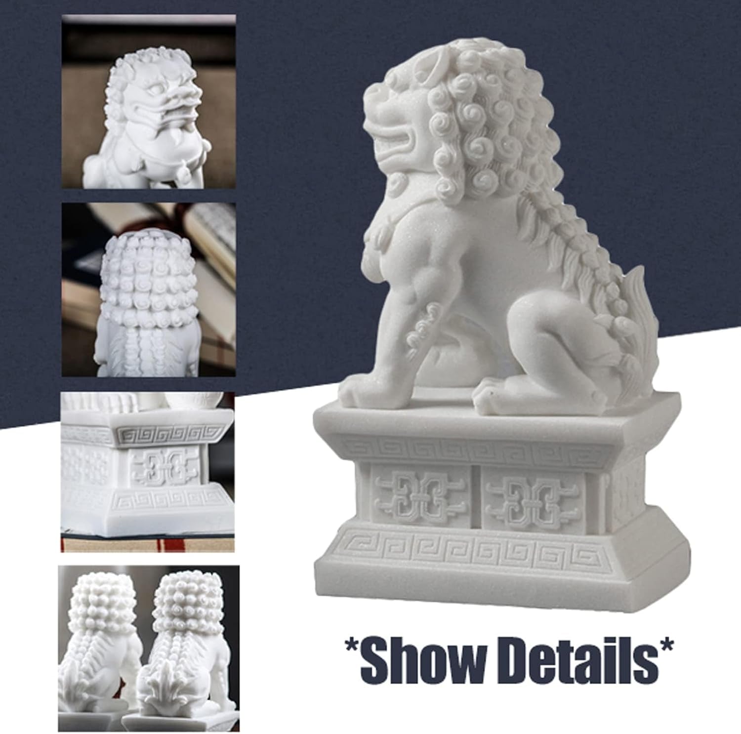 Foo Dogs Statues Pair, Chinese Fu Foo Dogs Guardian Lion Statues Beijing Lions Ornaments 2024 Feng Shui Home Decor Indoor Outdoor Ward off Evil Energy (Small)