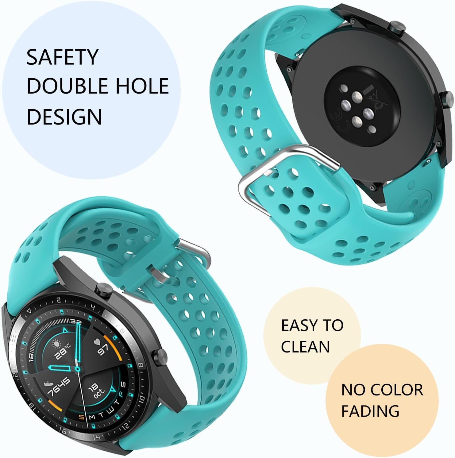 Bands Compatible with Samsung Galaxy Watch 46Mm /Galaxy Watch 3 LTE 45Mm/ Gear S3 Classic/ Gear Live/ Gear 2 R380 Watch Band, Replacement 22Mm Soft Silicone Sport Strap Wristbands for Women