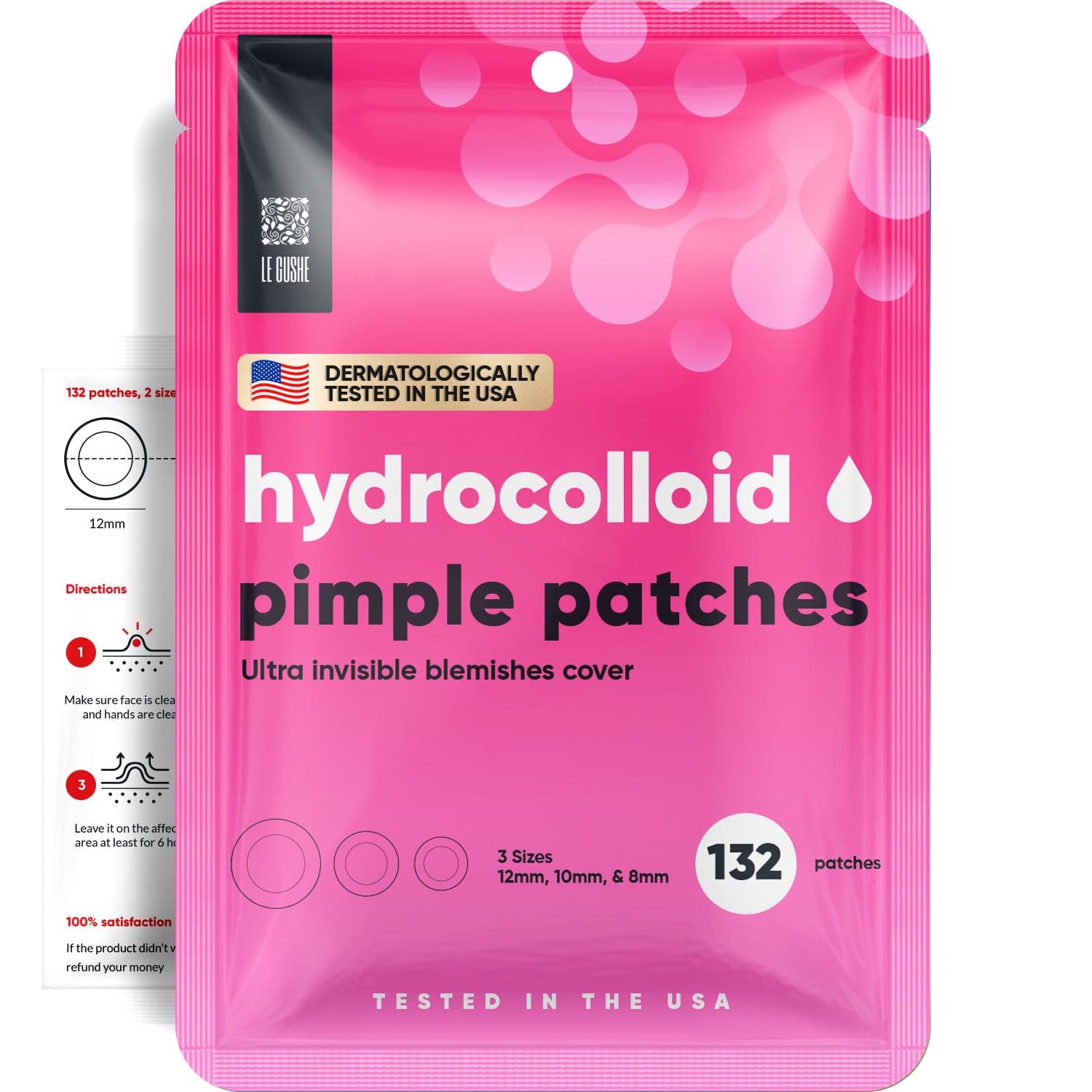 Korean Pimple Patches for Face (132 Dots) - Hydrocolloid Acne Patches with Tea Tree Oil - Invisible Zit Stickers - Dermatologist Tested - Korean Skin Care