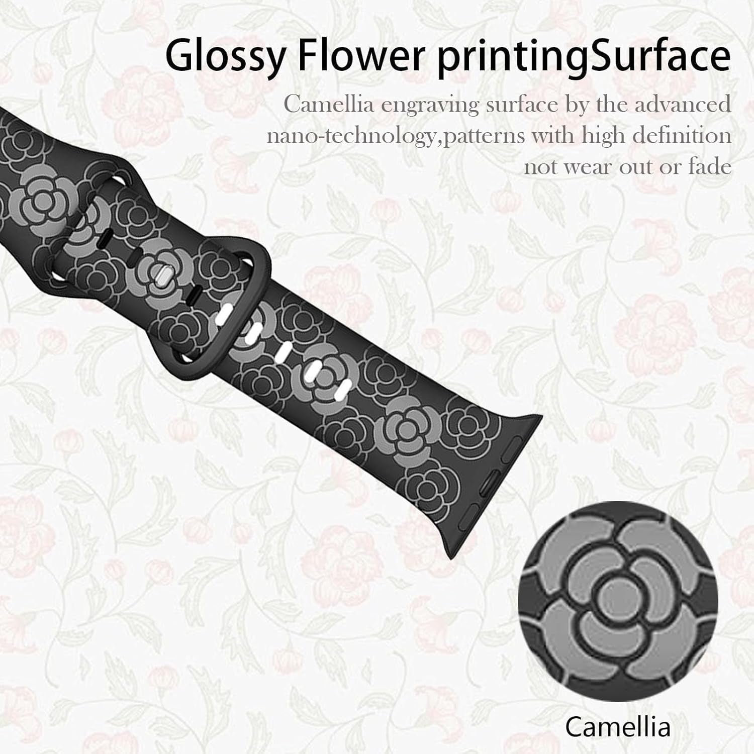 Floral Bands for Apple Watch 42Mm 44Mm 45Mm 49Mm Women, Soft Silicone Sport Straps with Cute Flower Patterns Compatible with Iwatch Bands Series Ultra SE 9 8 7 6 5 4 3 2 1