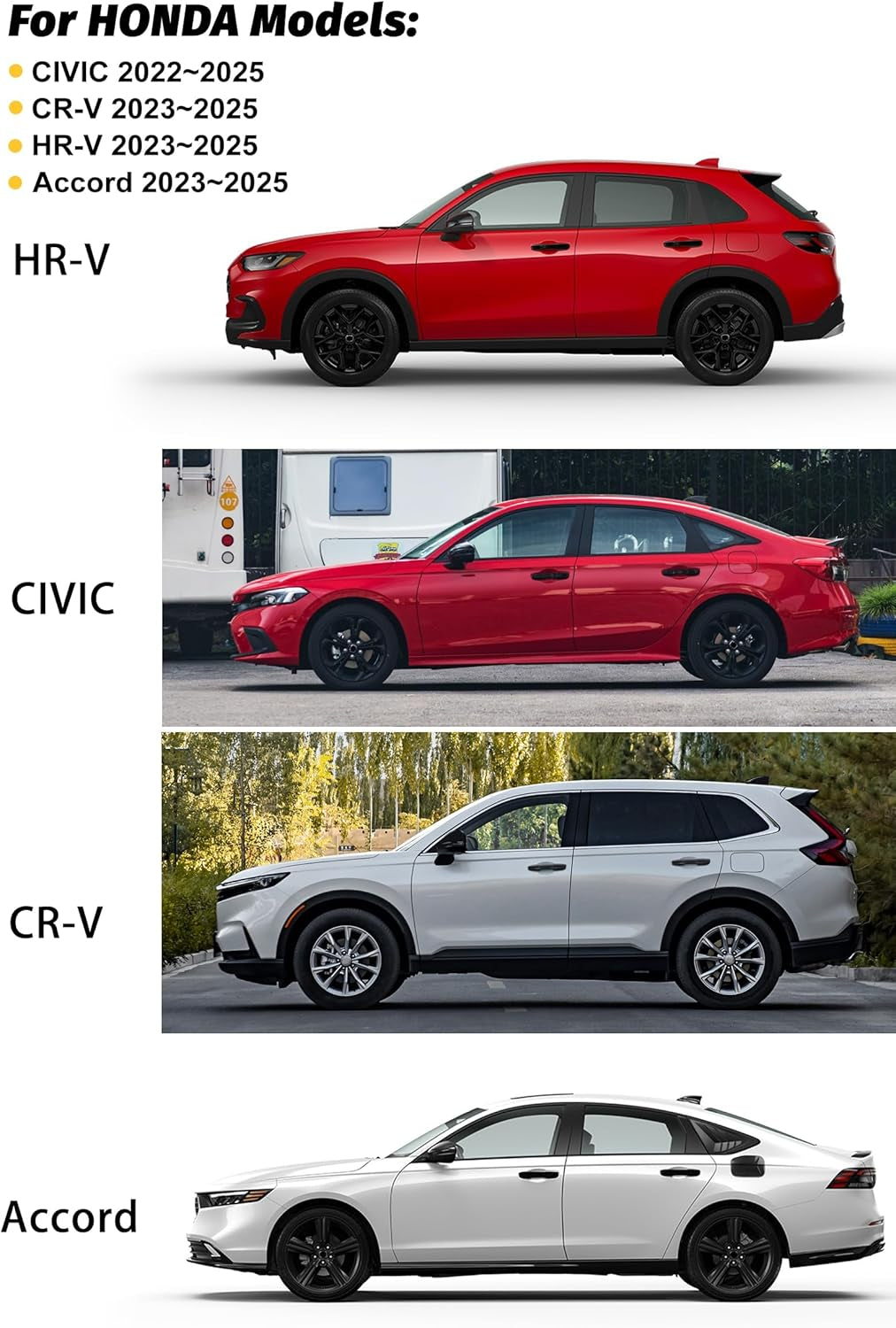 Compatible with Honda Civic 2022 2023 2024 2025 for Accord CR-V HR-V 2023 2024 2025 Accessories Car Exterior Door Handle Cover Trims -Glossy Black