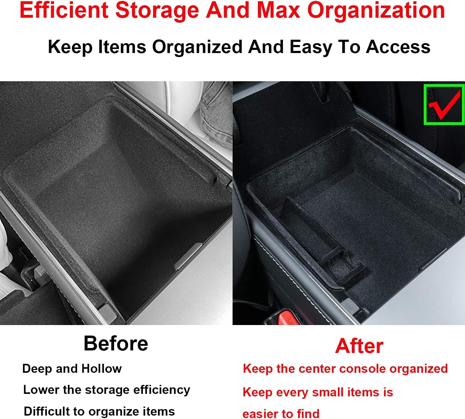 Center Console Organizer Tray Cup Holder Insert 4PCS for 2021 2022 2023 2024 Tesla Model Y and 2021-2023 Tesla Model 3 Interior Accessories Organizer Armrest Hidden Cubby Drawer Storage Box