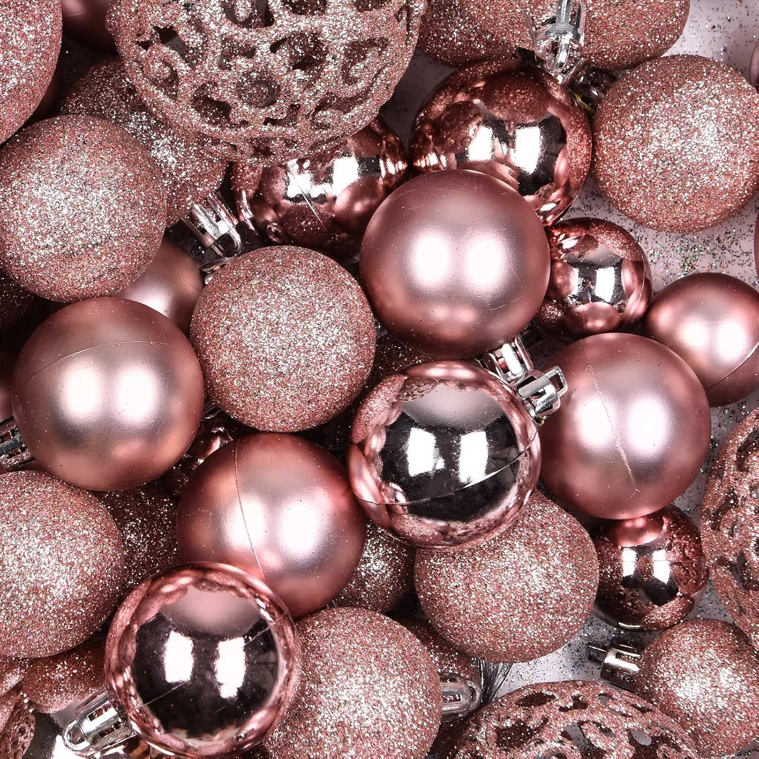 Christmas Balls Tree Ornaments, Shatterproof Christmas Decorations Set with Reusable Hand-Held Gift Package for Holiday Xmas Tree Decor (100, Rose)