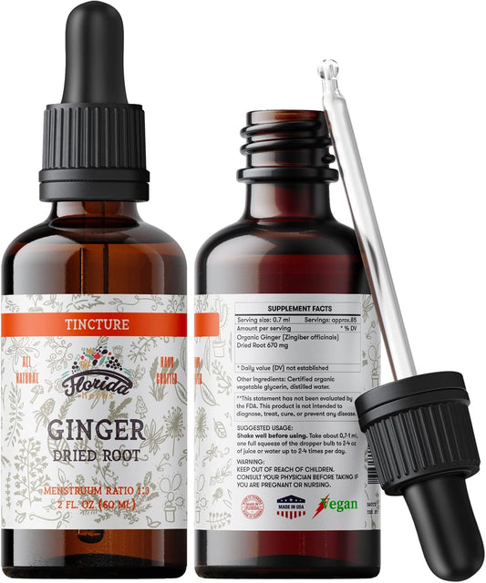 Ginger Tincture, Organic Ginger Extract (Zingiber Officinale) Dried Root, Ginger Supplement, Ginger USA TLBH