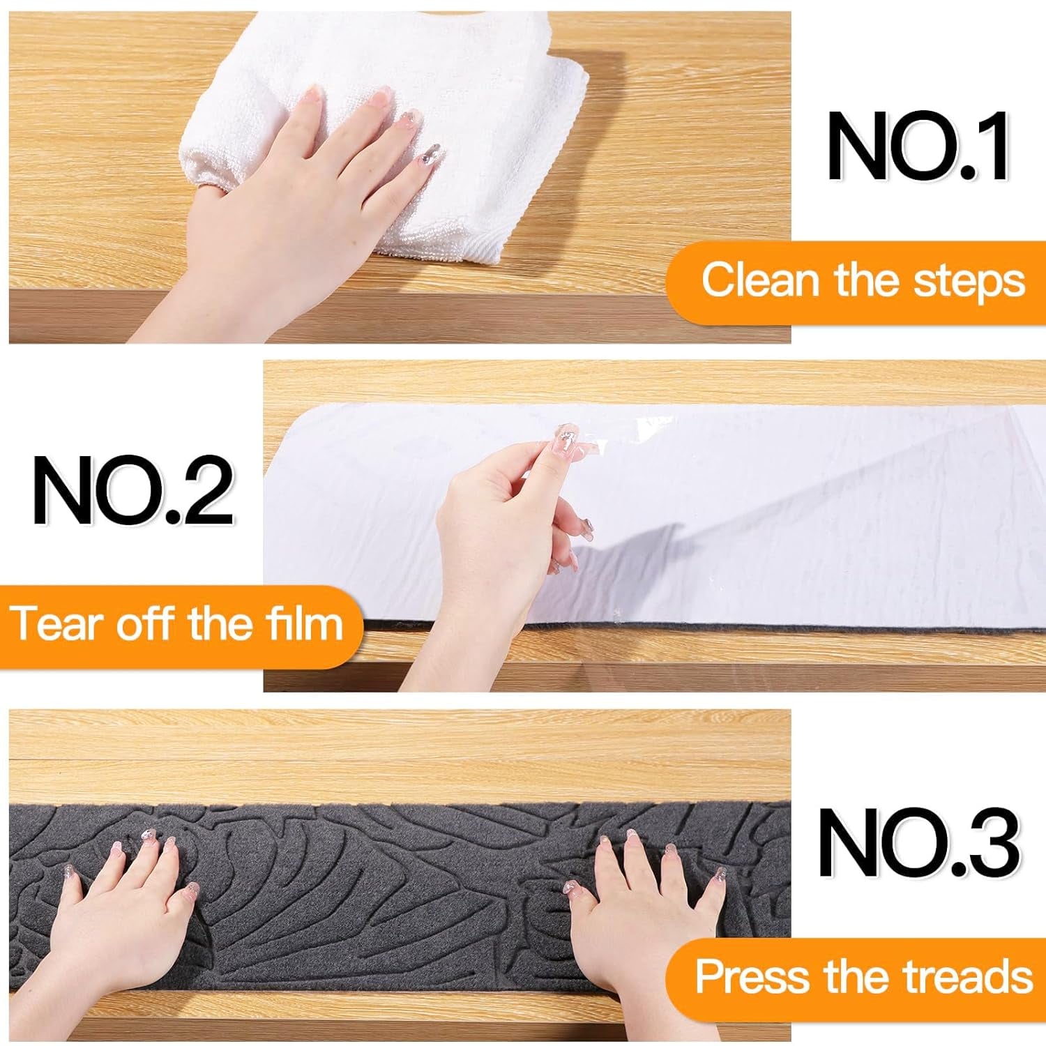 Stair Treads for Wooden Steps, 8" X 30" Non Slip Carpet Stair Treads Set of 15 Indoor Carpet Mat Stair Runners Stair Rugs for Kids Elders and Pets with Reusable Adhesive, Grey