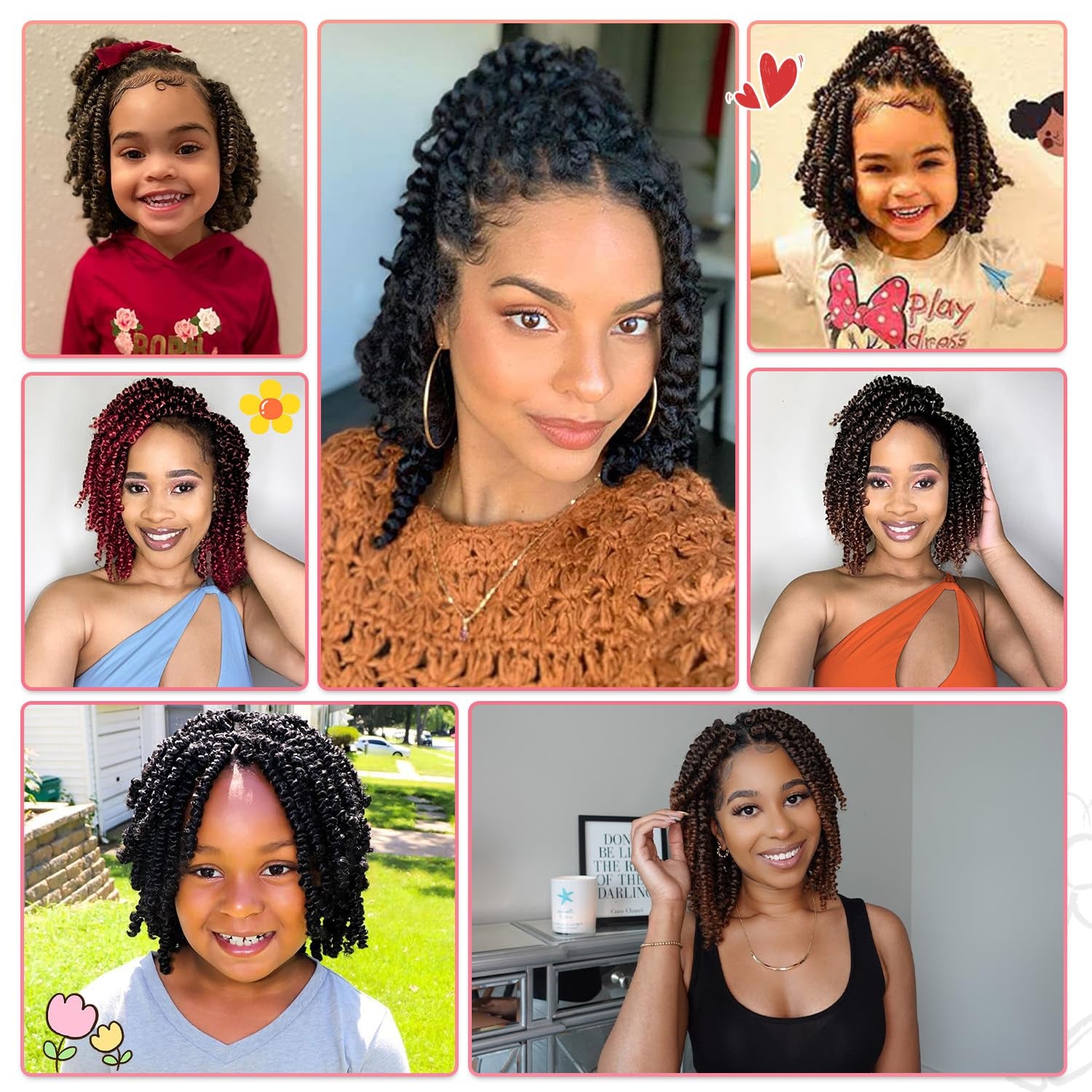 Passion Twist Hair 8 Inch, 8 Packs Passion Twist Crochet Hair for Black Women, Prelooped Crochet Twist Hair with Curly Ends (8Inch, T27#)