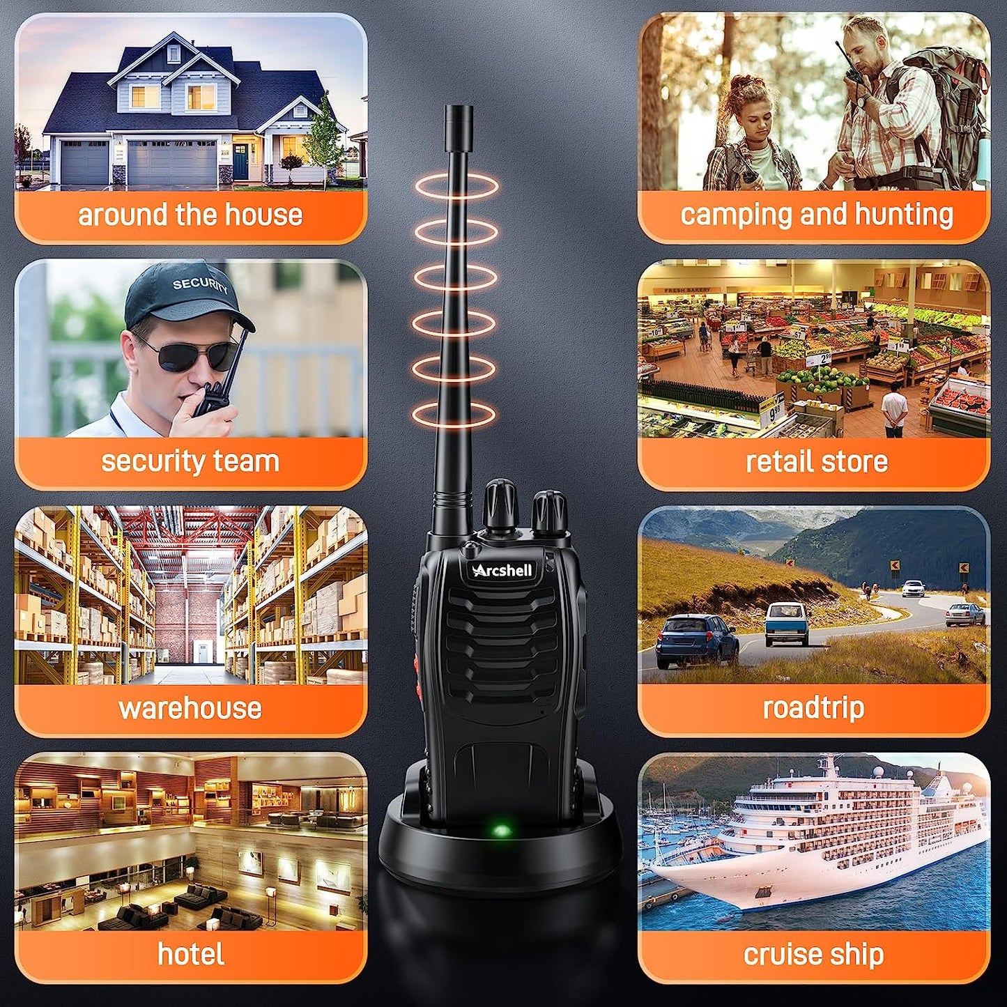 Rechargeable Long Range Two-Way Radios with Earpiece 2 Pack  AR-5 Walkie Talkies Li-Ion Battery and Charger Included TRUCK DRIVER