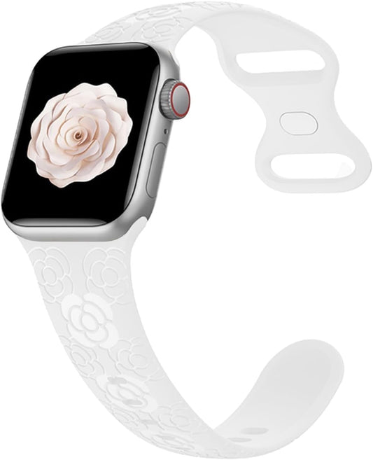 Floral Bands for Apple Watch 42Mm 44Mm 45Mm 49Mm Women, Soft Silicone Sport Straps with Cute Flower Patterns Compatible with Iwatch Bands Series Ultra SE 9 8 7 6 5 4 3 2 1
