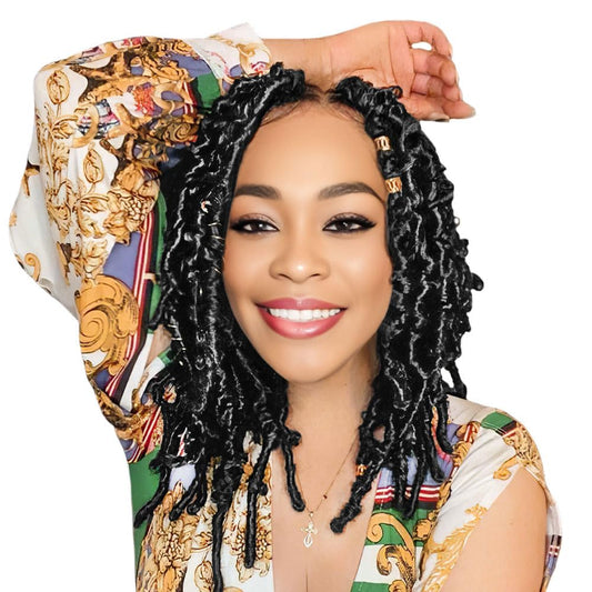 6 Packs Butterfly Locs Crochet Hair 12 Inch Pre Looped Distressed Locs Crochet Braids (2#)