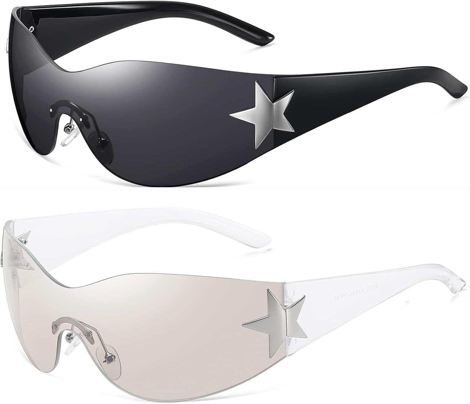 Y2K Sunglasses for Women Men Shield Wrap around Fashion Sunglasses Trendy Oversized Frameless Sun Glasses
