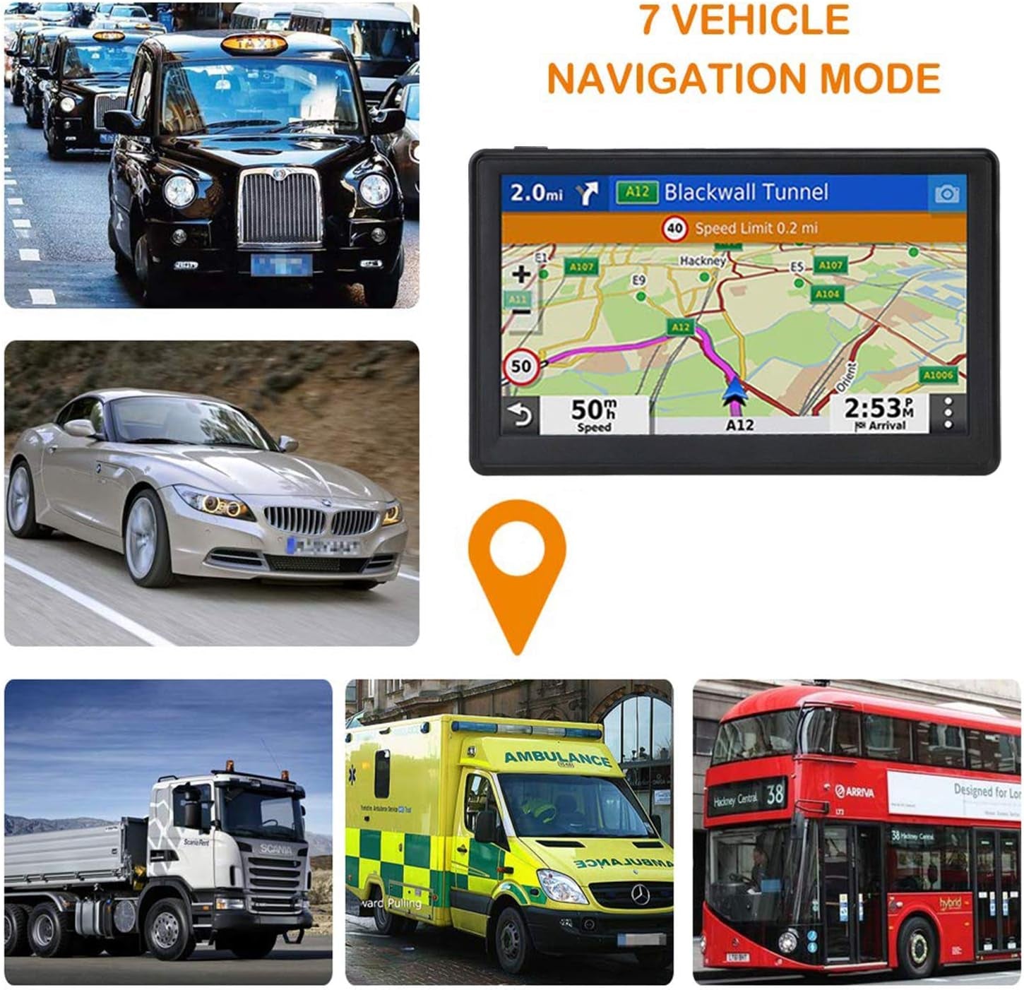 N800 GPS Navigator for Car with Bluetooth, 7” Truck GPS Commercial Drivers, 2025 Maps (Free Lifetime Updates), Semi Trucker GPS Navigation Systems, Custom Truck Routing TRUCK DRIVER