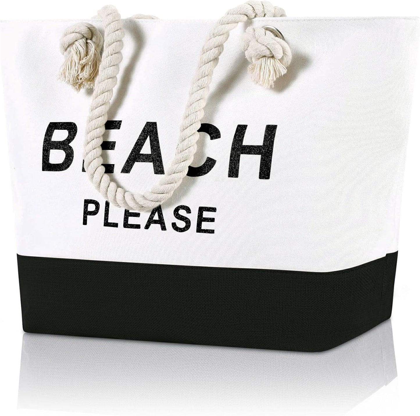 Large Canvas Beach Tote Bag with Zipper Women Swim, Travel, Shopping, Gym and Beach Holiday Cruise Essentials
