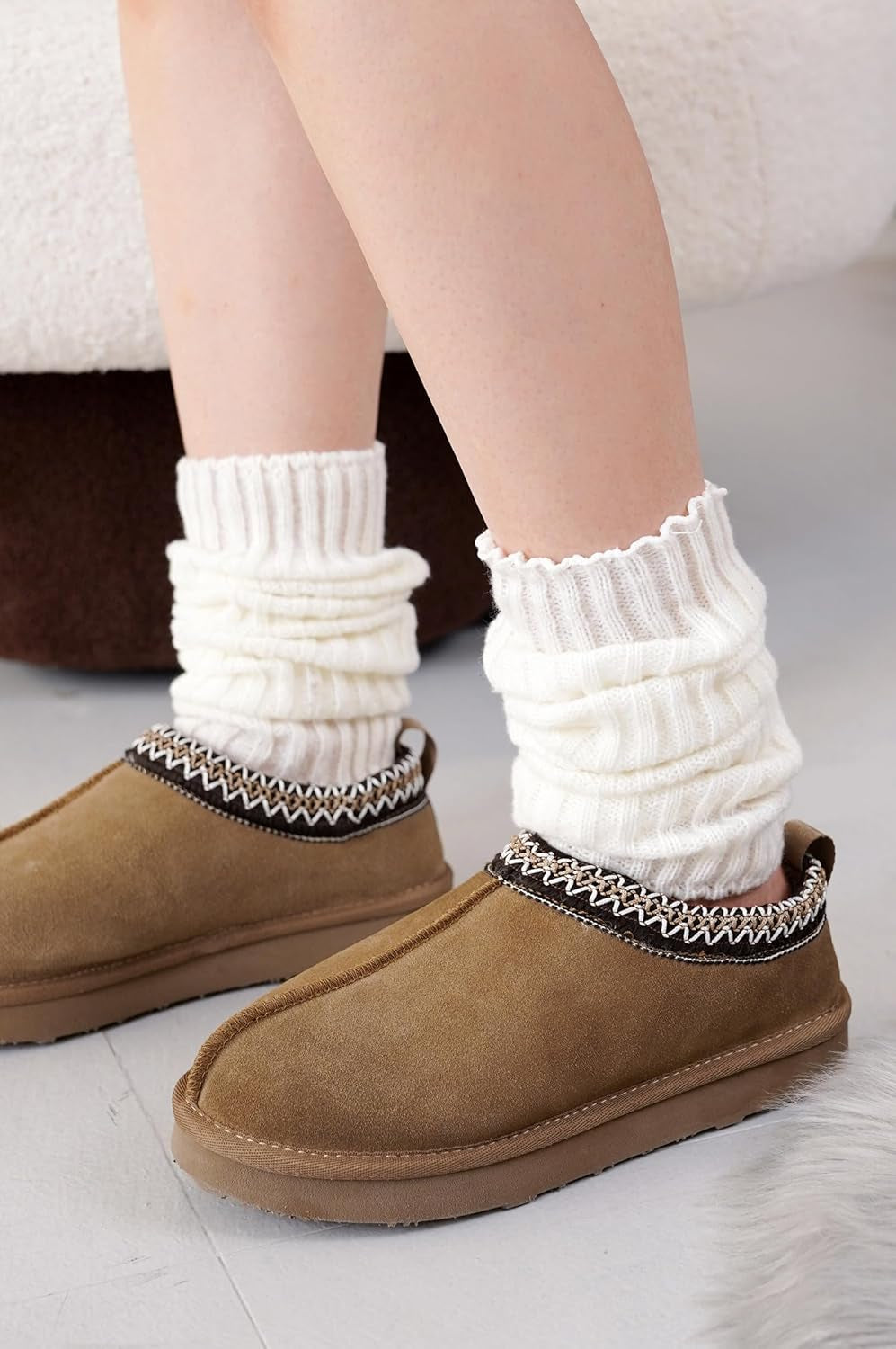 Slippers for Women Genuine Australian Sheepskin & Real Shearling Fur Women'S Slippers - Memory Foam Womens Slippers - Fuzzy Slippers Gifts for Women Footwear (Nerita, Chstnt, 6)