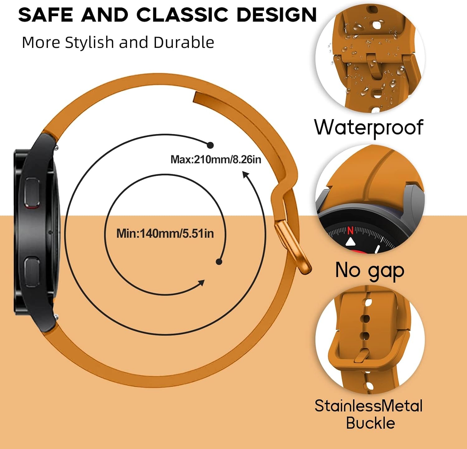 Bands for Galaxy Watch 5 Pro 45Mm Bands/Galaxy Watch 7 6 5 4 Bands 44Mm 40Mm, Sport Silicone Bands Compatible for Samsung Galaxy Watch 6 43 47Mm/Galaxy Watch 4 Classic 42 46Mm Straps Women Men
