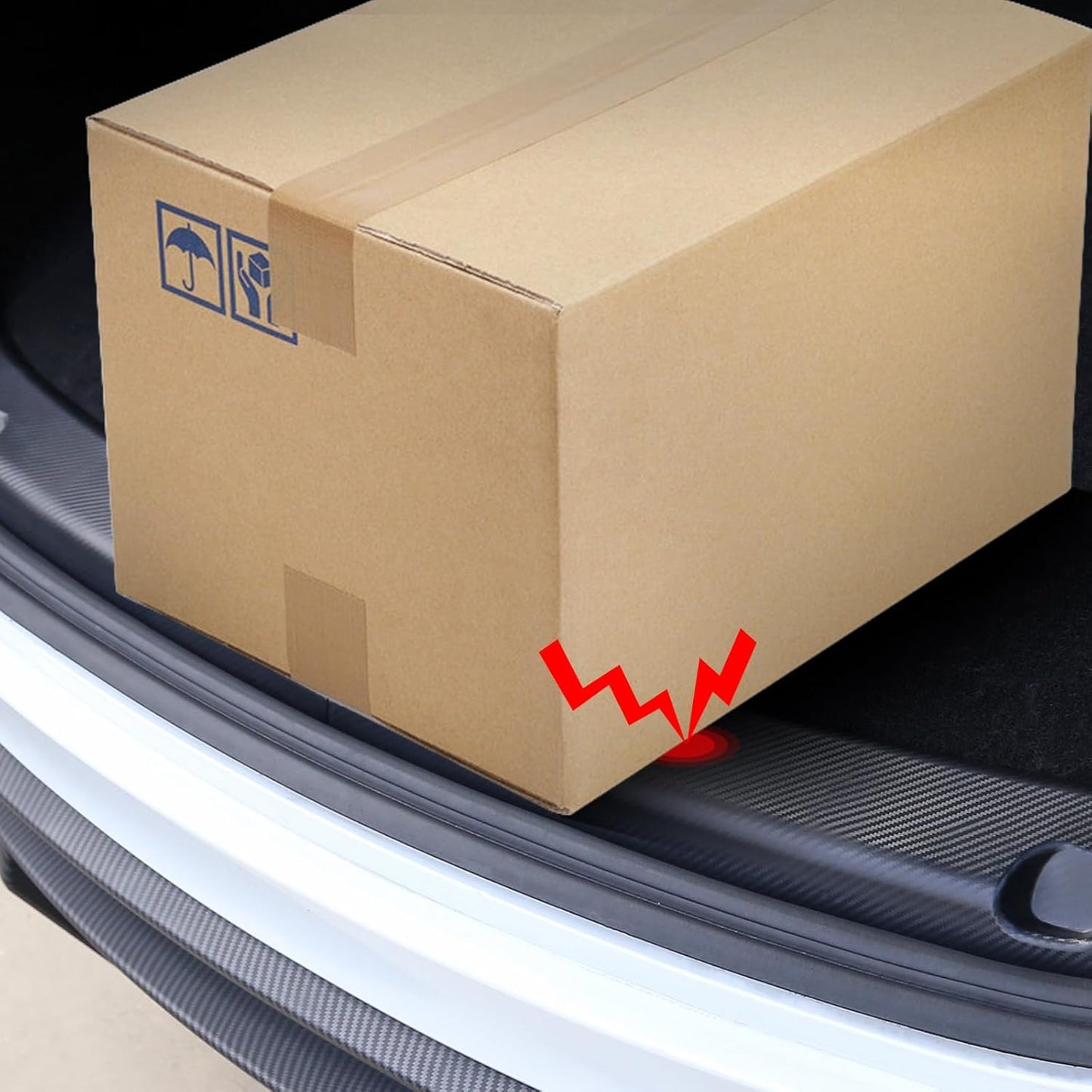 Rear Bumper Guard for Tesla Model Y Accessories 2025 2024 2023 2022 2021, ABS Trunk Door Sill Protector, 3D Carbon Fiber