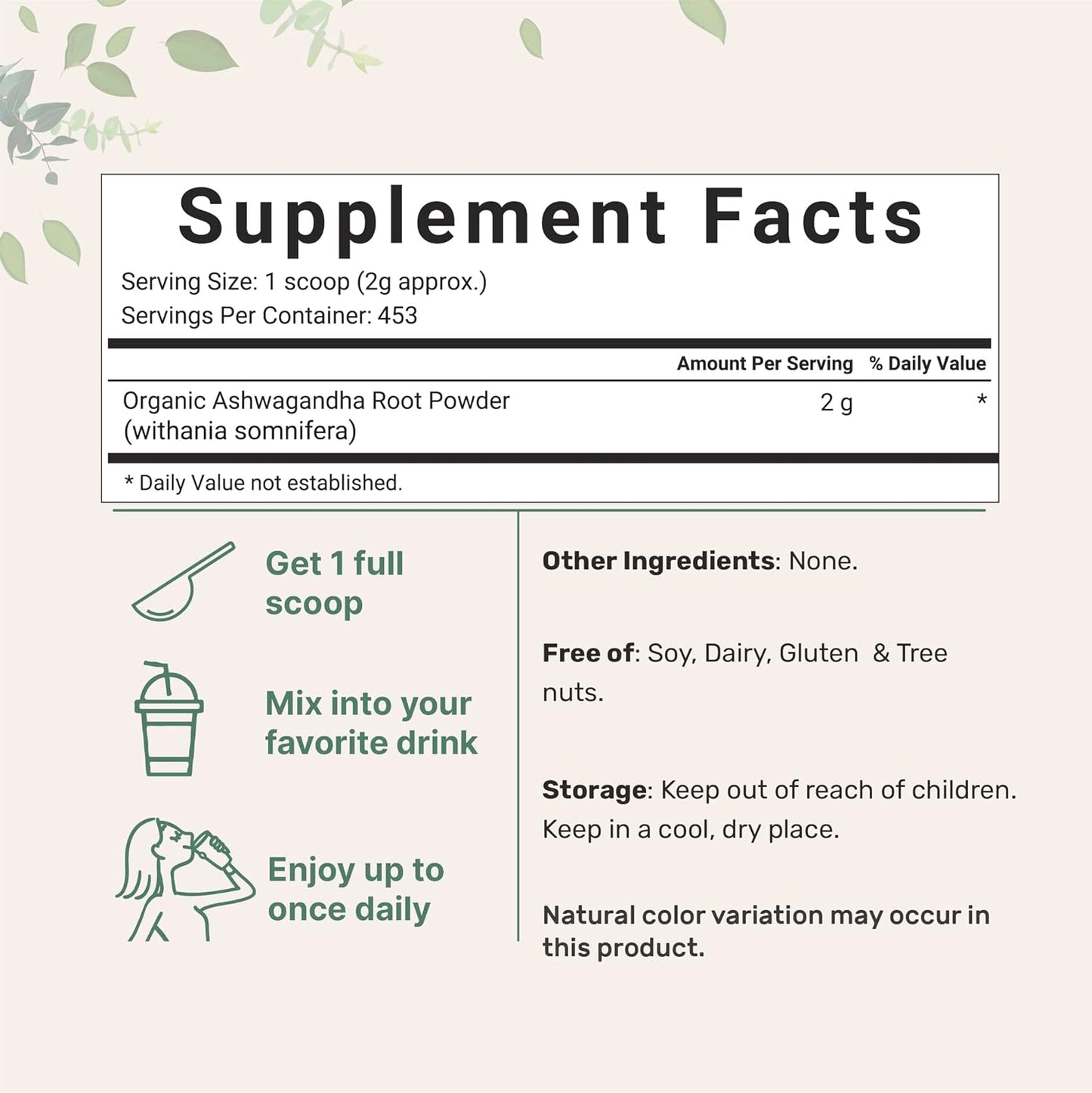 Organic Ashwagandha Root Powder | 2 Pound, No Filler, No Additives, Highly Purified | Active Withanolides, Adaptogenic Ayurvedic Herbal Supplements, No GMO, Gluten Free, India Origin TLBH