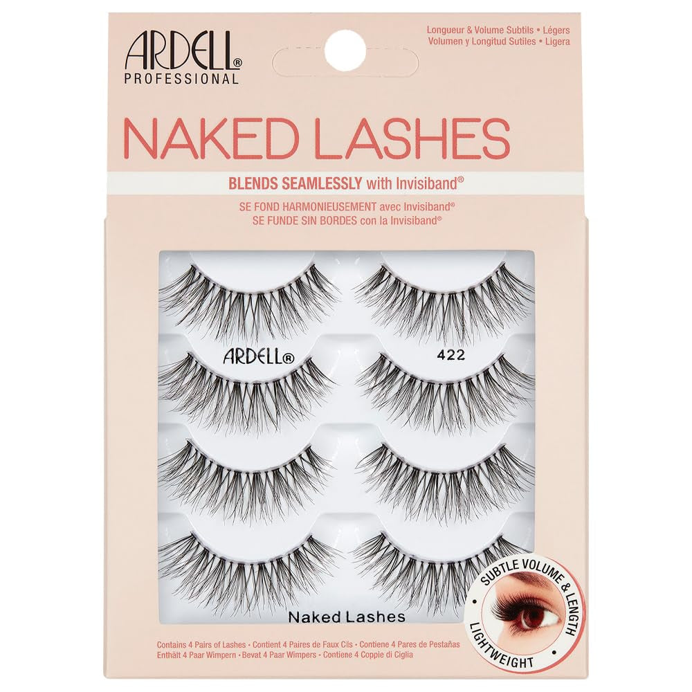 Naked Lashes 420 Multipack, Lightweight Natural Look, Invisiband for Comfort, Perfect for Everyday Wear, 4-Pairs, 1-Pack