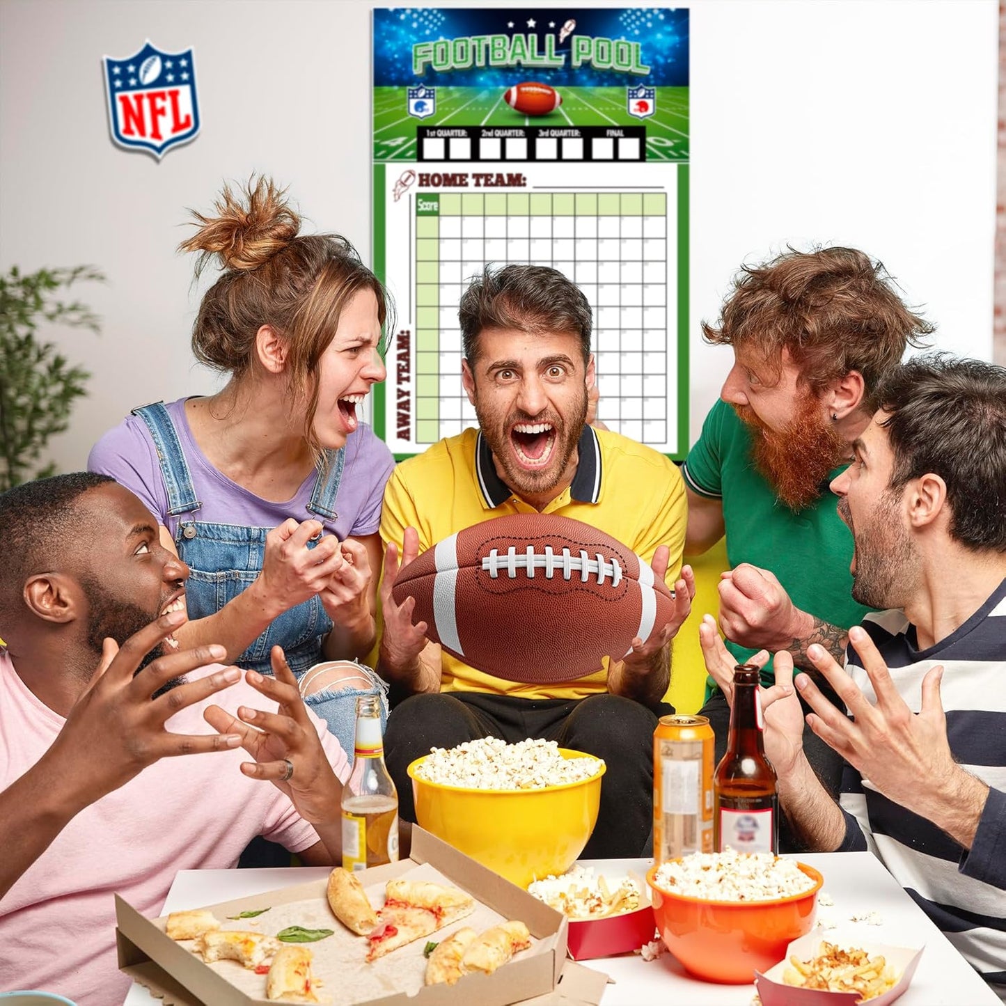 Football Party Decorations - 2 Pack Football Pool Poster - 27.5 X17.7 Inch - Football Party Supplies Favors | Football Banner | Super Games Bowl Accessories | Football Birthday Party Decorations