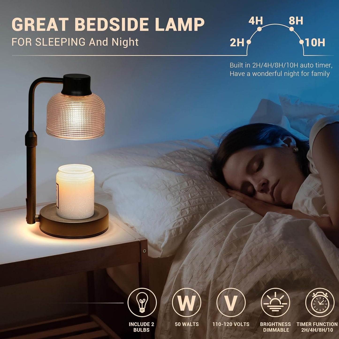 Candle Warmer Lamp with Timer: Adjustable Height Dimmable Candle Warmer 24-Hour Cycle Timer for Mom Home Decor House Warming Gifts New Home