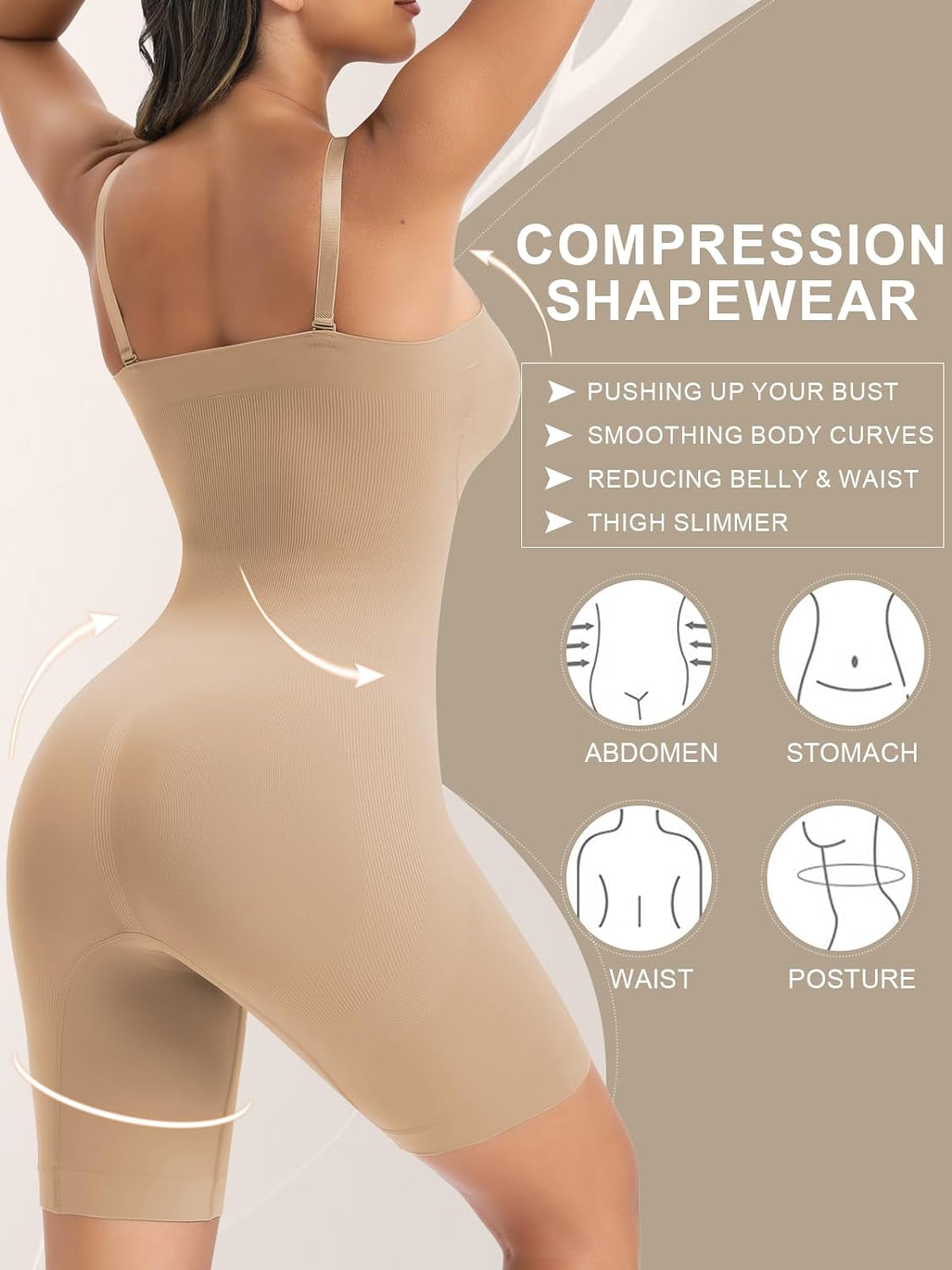Strapless Shapewear Bodysuit Butt Lifter Body Shaper for Women under Dress Tummy Control Full Body Shapewear