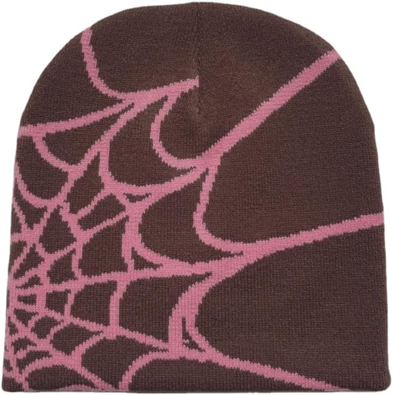 Y2K Gothic Spider Pattern Wool Acrylic Knitted Hat Women Beanie Winter Warm Beanies Men Casual Skullies Outdoor