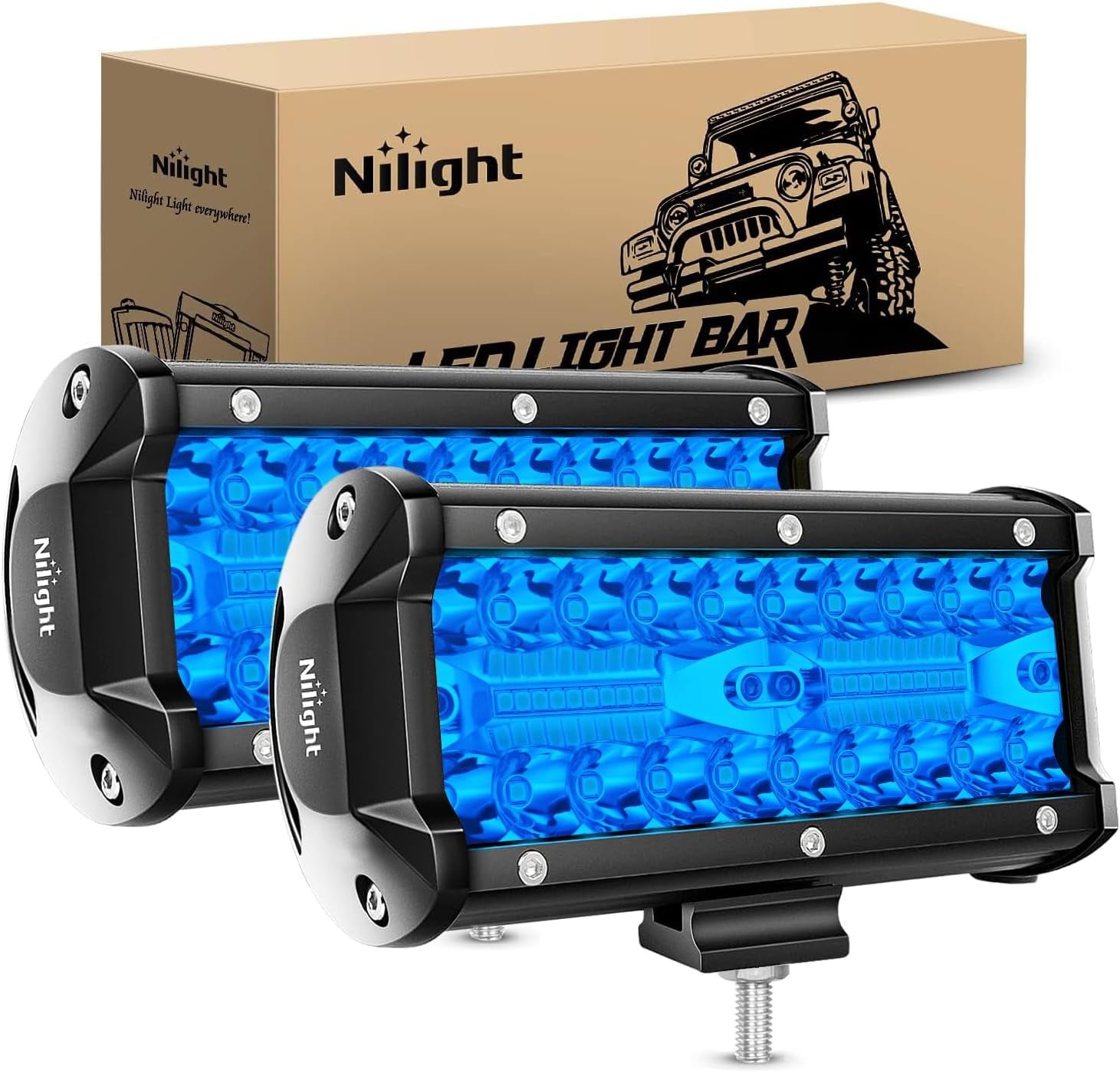 LED Pods 2Pcs 6.5 Inch 120W Triple Row Light Bar Flood Spot Combo 12000LM Driving Fog off Road Lighting for Trucks Pickup Golf Cart SUV ATV UTV 4X4 Van Camper Boat