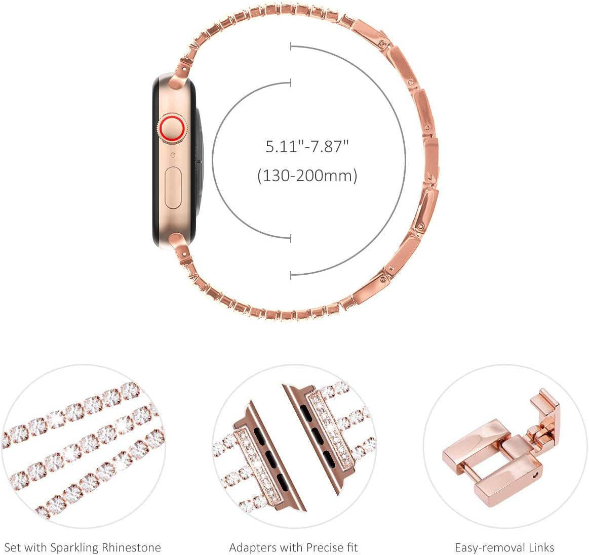 Compatible for Apple Watch Band Series 9 8 Series 7 SE Series 6 5 4 3, Sparkling Bling Shiny Diamonds Bracelet for Iwatch Band Womens