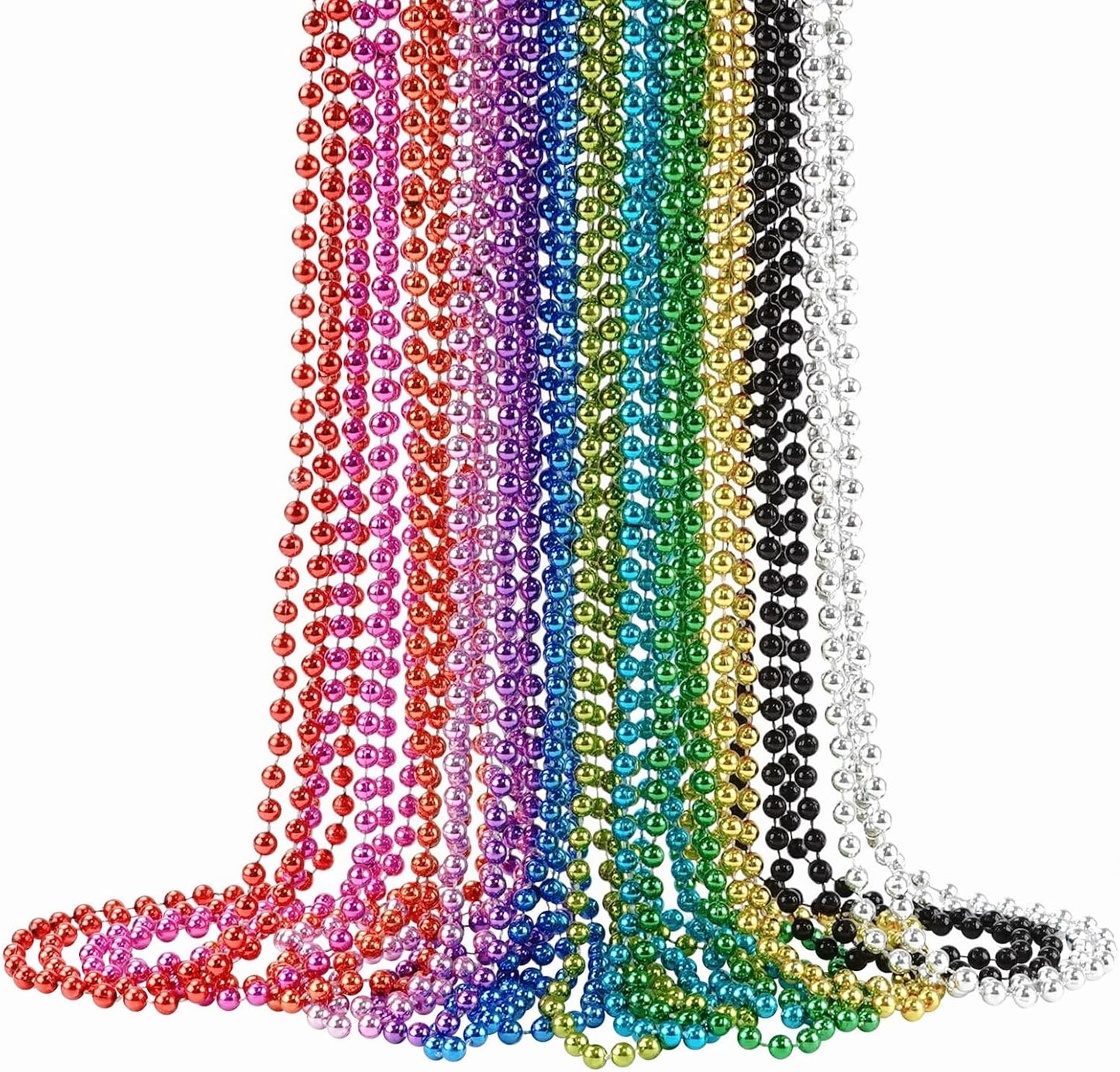 24 PCS St. Patrick'S Day Bead Necklaces, Green Mardi Gras Christmas Beads, 33'' 7 Mm Green Bead Necklaces Green Party Beads for St. Patricks Day, Mardi Gras, Christmas, Carnival Party Favors