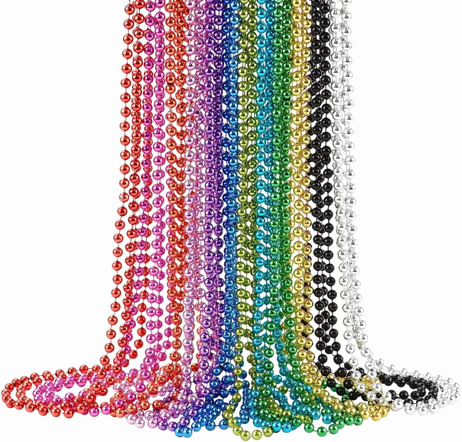 24 PCS St. Patrick'S Day Bead Necklaces, Green Mardi Gras Christmas Beads, 33'' 7 Mm Green Bead Necklaces Green Party Beads for St. Patricks Day, Mardi Gras, Christmas, Carnival Party Favors
