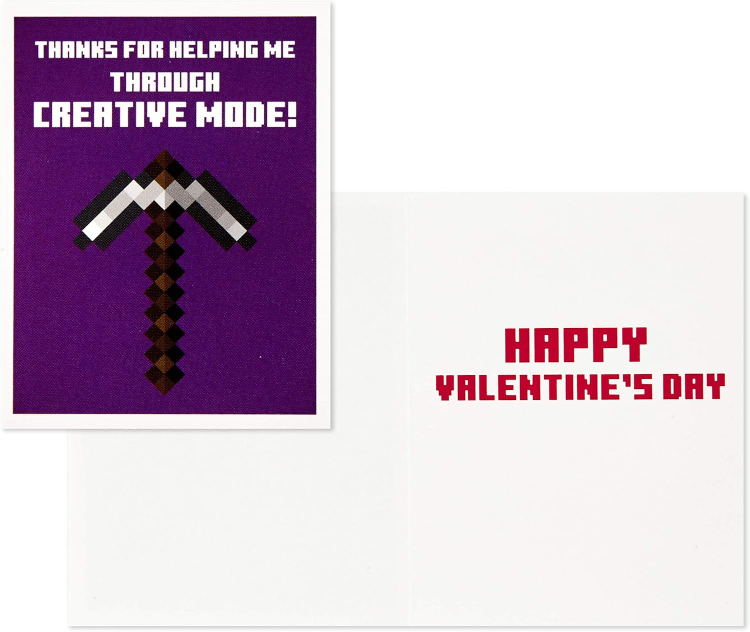 Minecraft Valentines Day Cards and Mailbox for Kids School Classroom Exchange (1 Box, 32 Valentine Cards, 35 Stickers, 1 Teacher Card)
