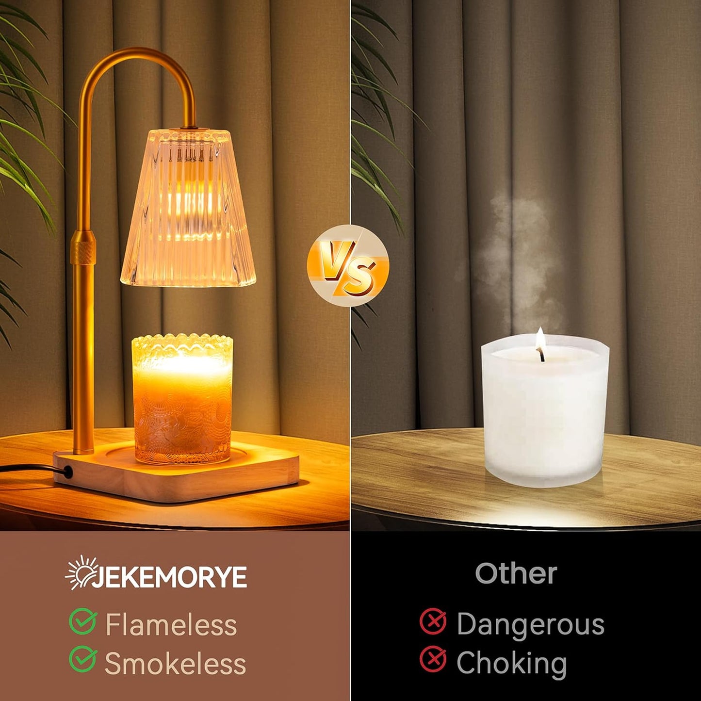 Candle Warmer Lamp with Timer and 2 Bulbs - Adjustable Height Wax Melt Electric Light Warming Dimmable Top Melter Heater for Melting Heating Small Jar Candles Gifts Women Mom Birthday Home Desk Decor