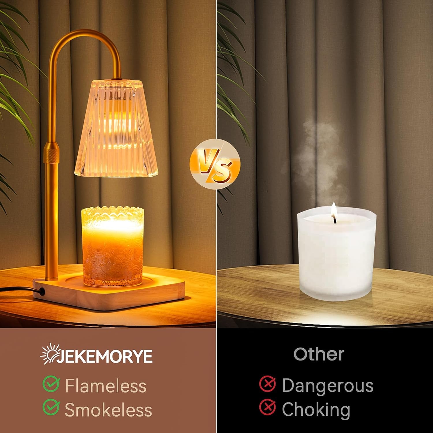 Candle Warmer Lamp with Timer and 2 Bulbs - Adjustable Height Wax Melt Electric Light Warming Dimmable Top Melter Heater for Melting Heating Small Jar Candles Gifts Women Mom Birthday Home Desk Decor