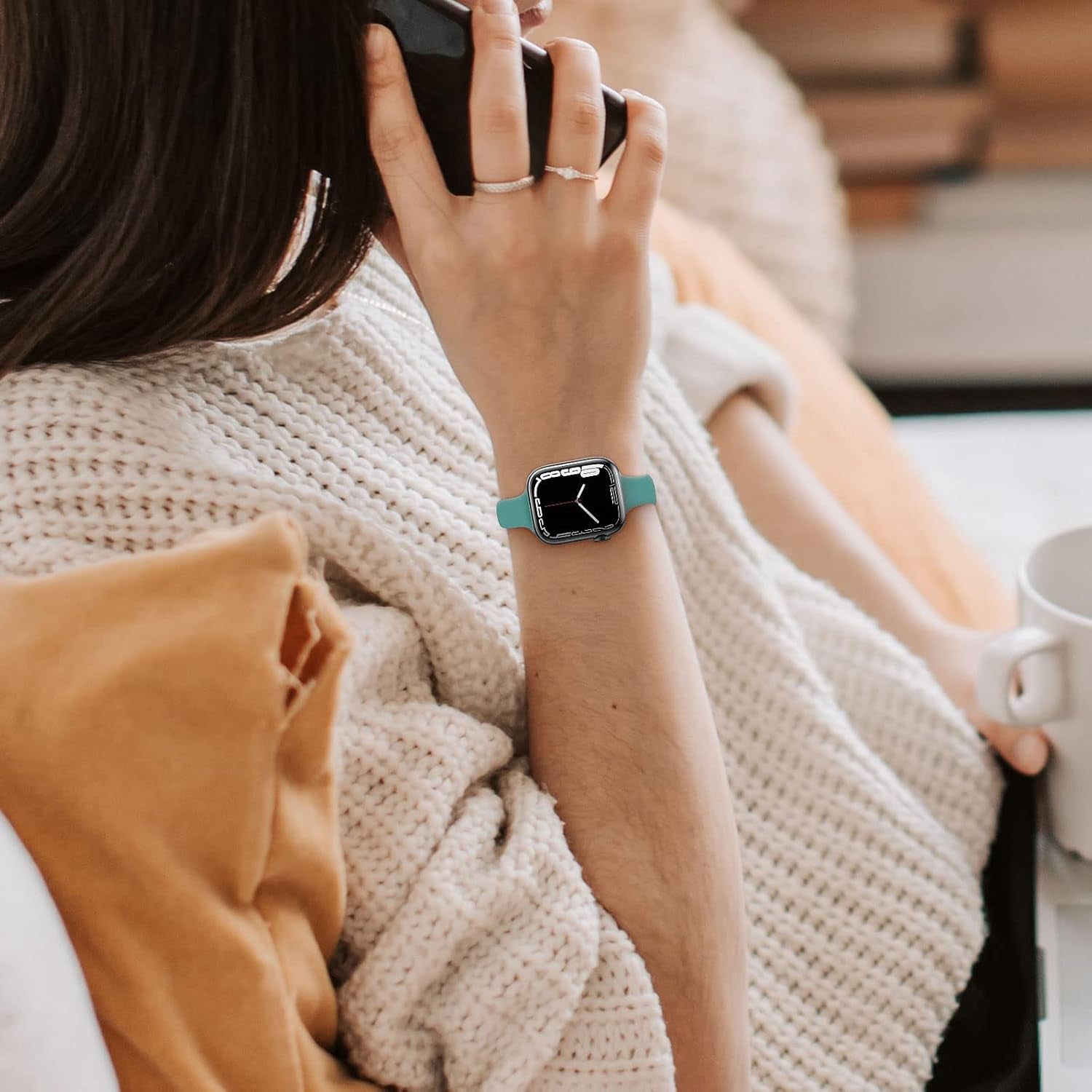 Silicone Sport Band, Compatible with Apple Watch Series 7/6/5/4/3/2/1/SE 38Mm 40Mm 41Mm 42Mm 44Mm 45Mm, Black, Unisex-Adults