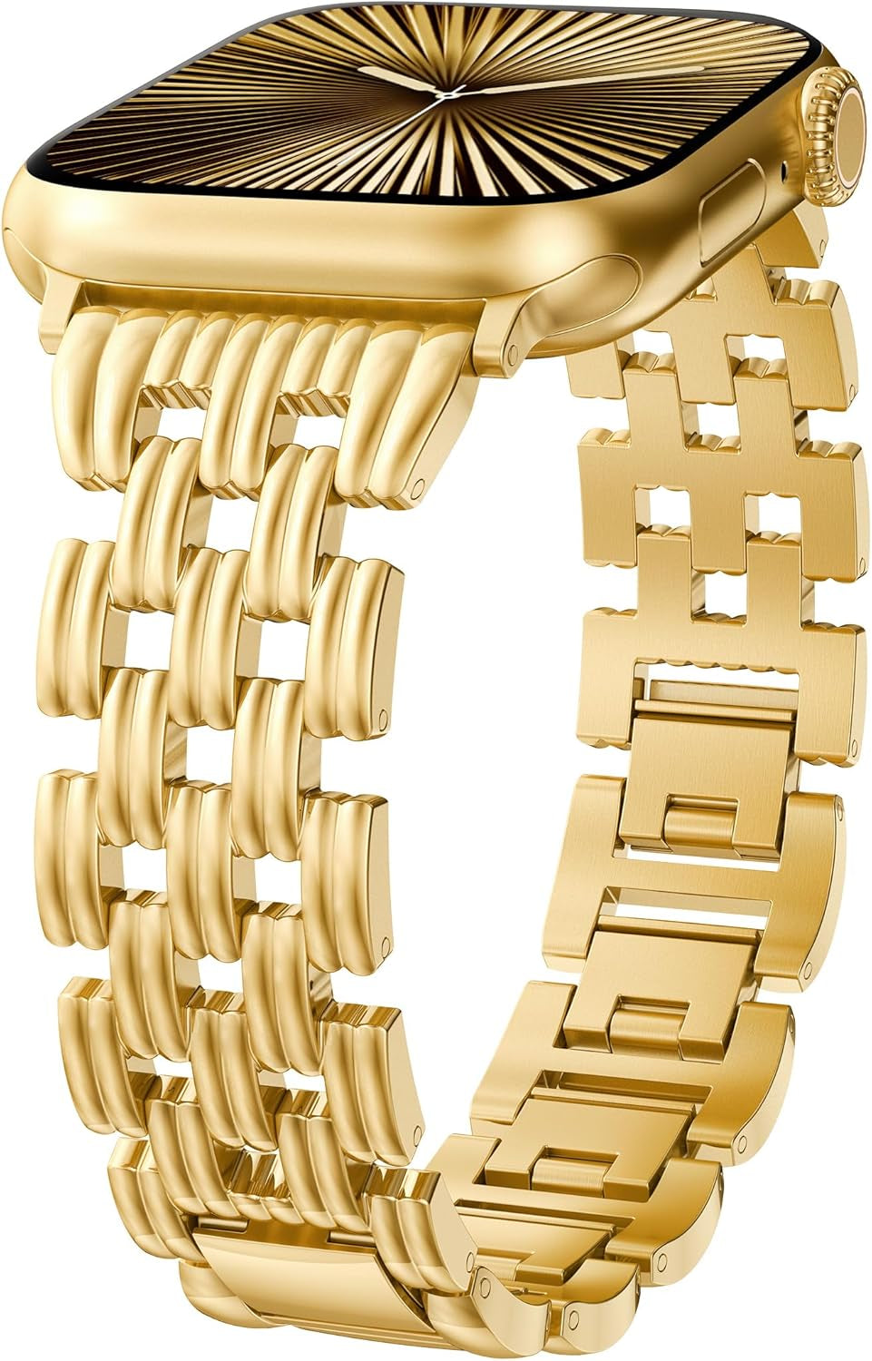 Compatible with Apple Watch Band 42/41/40/38/44/45/46/49Mm Women, Dressy Basketweave Metal Pretty Strap Designer Gold Silver Link Bracelet Wristband for Iwatch Series 10 9 8 7 6 5 4 3 Ultra SE