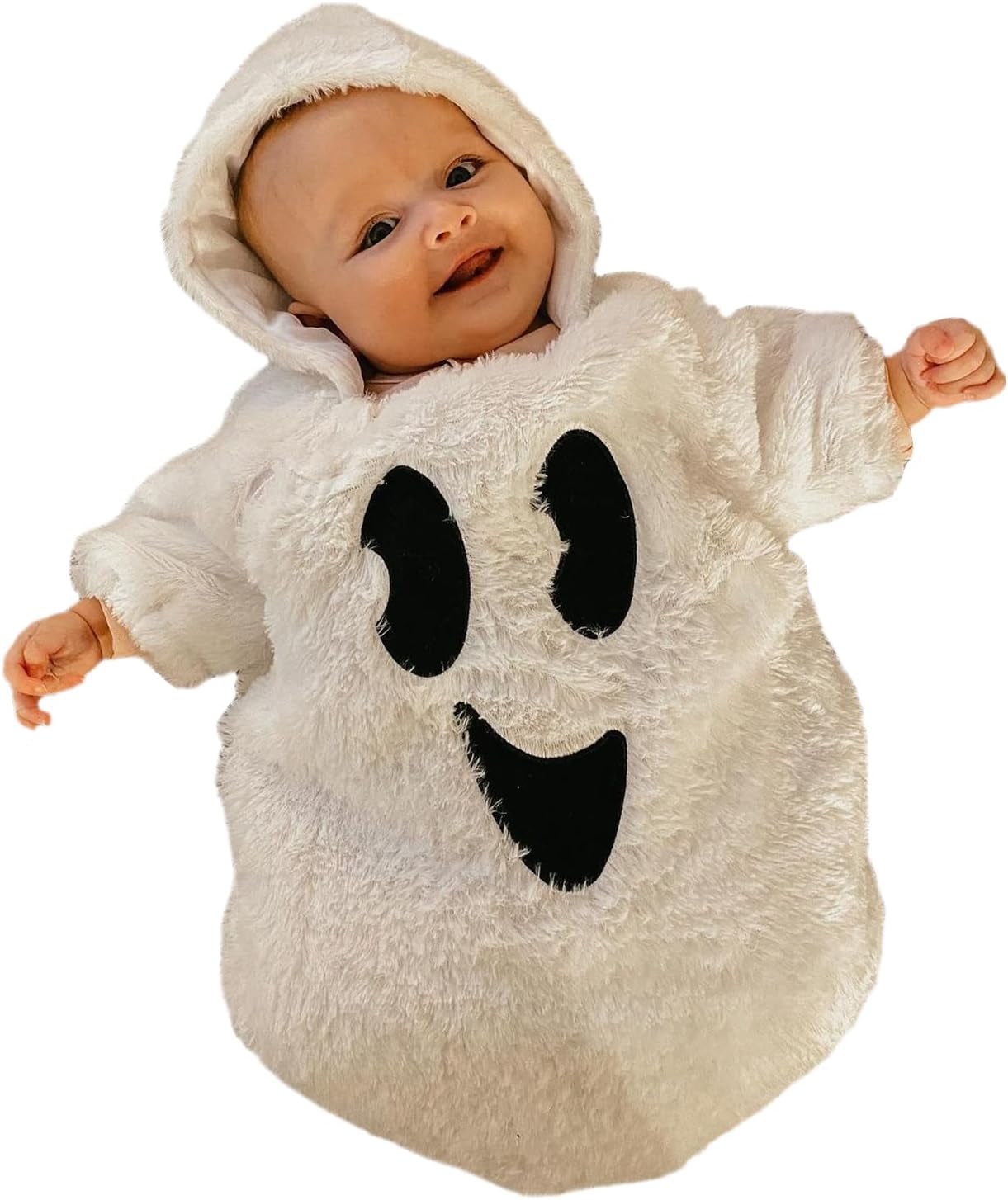 Baby Girl Boy Halloween Costumes Ghost Long Sleeve Hoodie Romper Jumpsuit Cute Baby Halloween Outfit