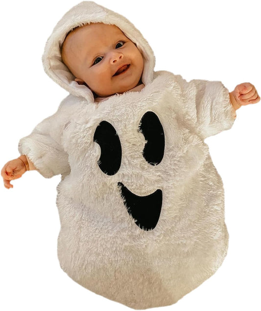 Baby Girl Boy Halloween Costumes Ghost Long Sleeve Hoodie Romper Jumpsuit Cute Baby Halloween Outfit