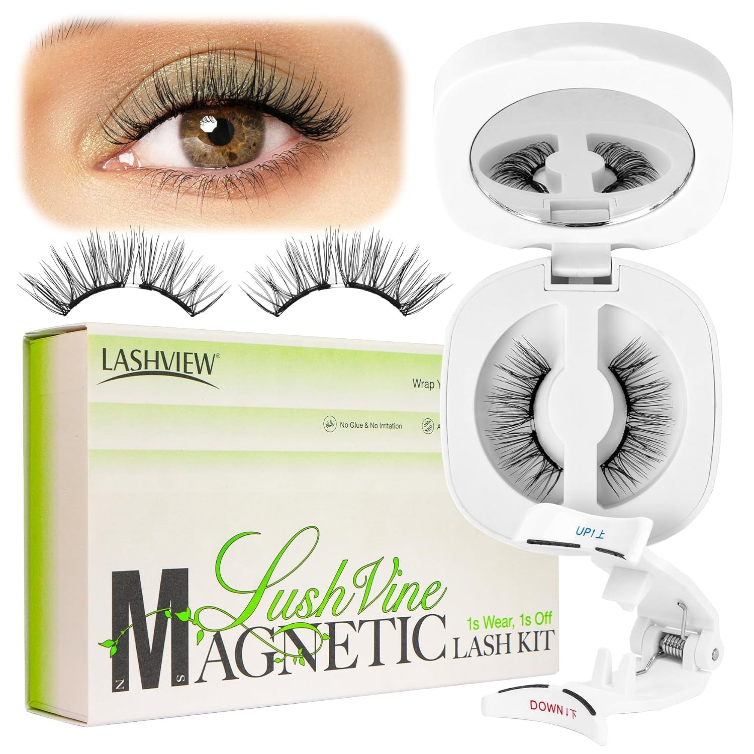 Magnetic Eyelashes with Applicator, Reusable Soft Magnetic Eyelashes Natural Look, No Glue Needed, Windproof & Waterproof for All-Day Comfort (L01)