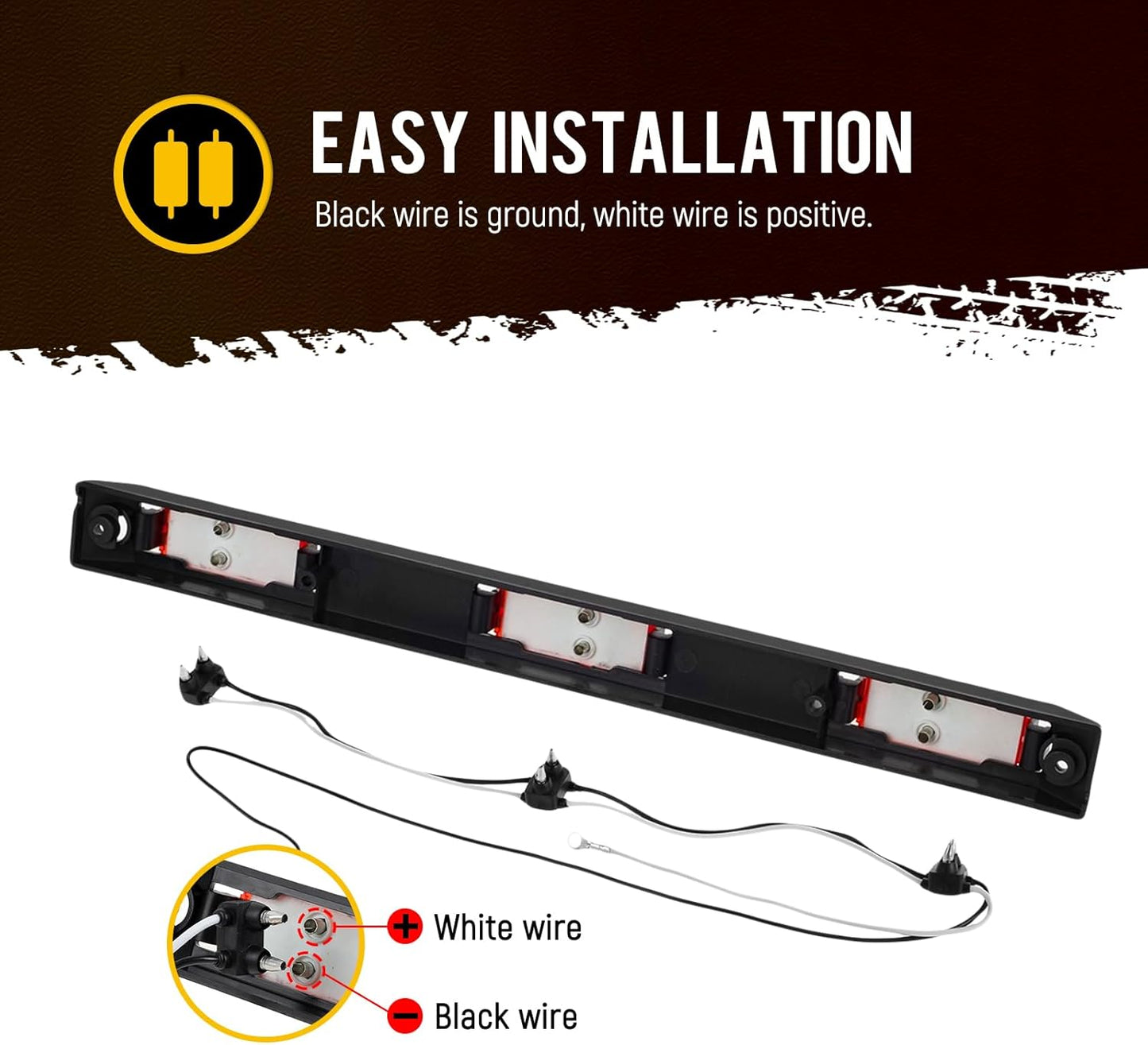 [DOT Approved] 17" Inch Red LED Truck Trailer Identification Light Bar, Waterproof Sealed 3 Lights Bar 12V Replacement for F150 F250 F350 RAM 1500 2500 3500 Silverado Sierra