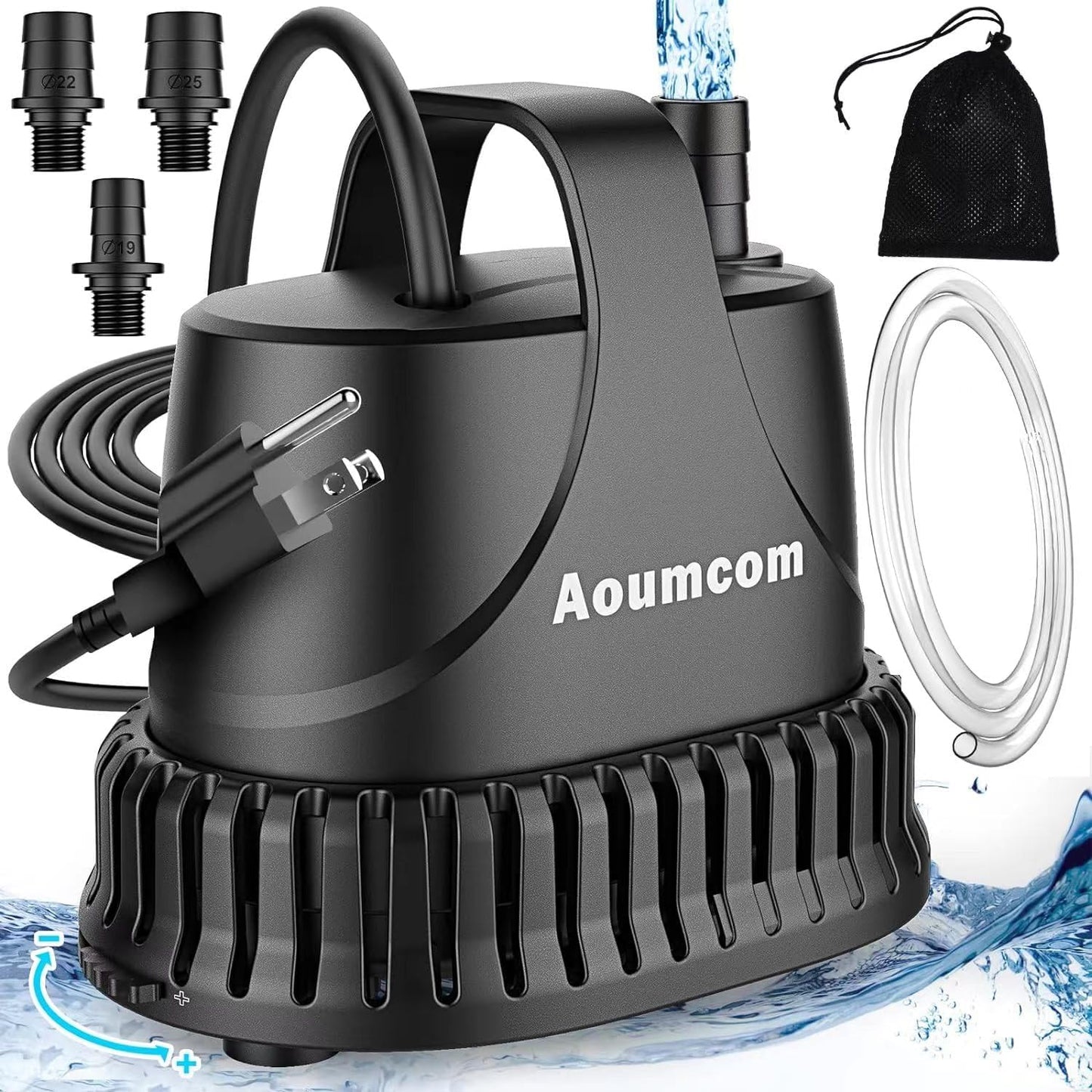 800GPH Submersible Water Pump, 40W Fountain Pump, Sump Pump, Pond Pump, 3000L/H Water Pump with 7Ft Power Cord for Aquarium, Water Table, Waterfall, Fish Tank, Hydroponics