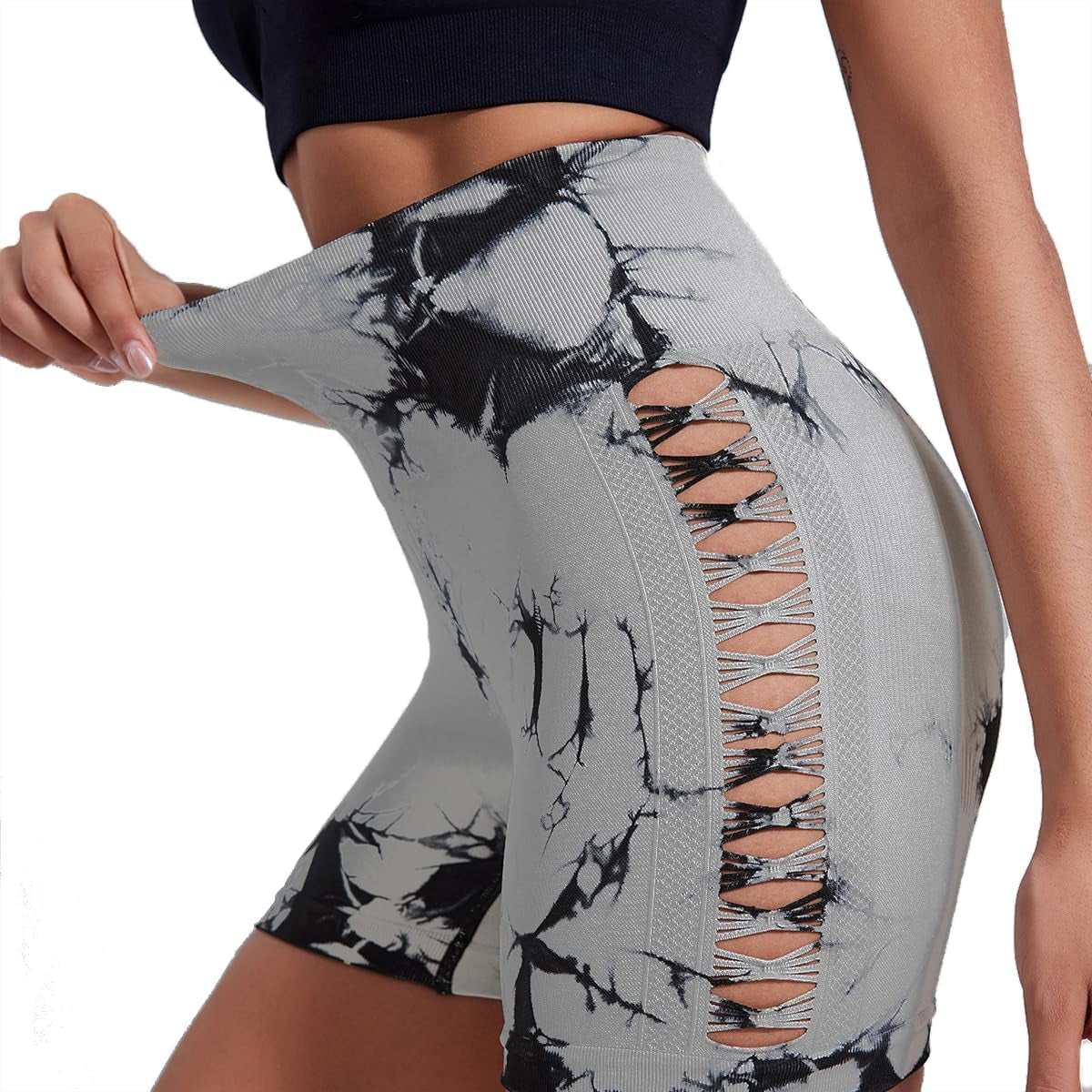 Women'S Workout Tie Dye Scrunch Butt Lifting High Waisted Shorts Tummy Control Yoga Gym Seamless Running Biker Shorts