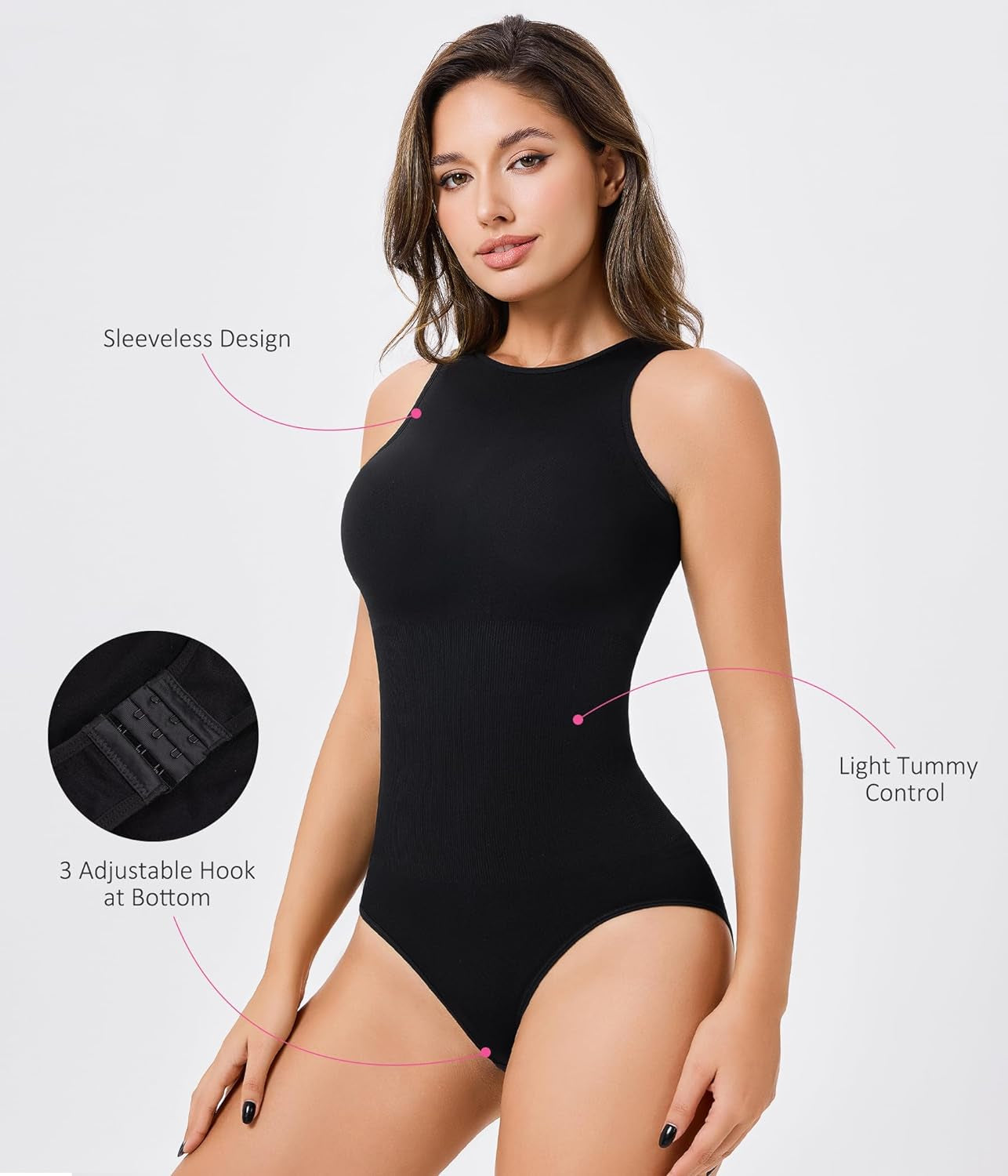 Bodysuits for Women Shapewear Tummy Control Seamless Body Shaper Crew Neck Sleeveless Tank Top Bodysuit