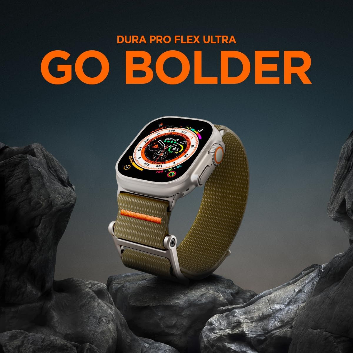 Durapro Flex Ultra Designed for Apple Watch Band for Apple Watch Ultra 2/Ultra 49Mm, Series 10 46Mm, 9/8/7 45Mm, SE2/SE/6/5/4 44Mm, 3/2/1 42Mm Adjustable Solo Loop Band Strap