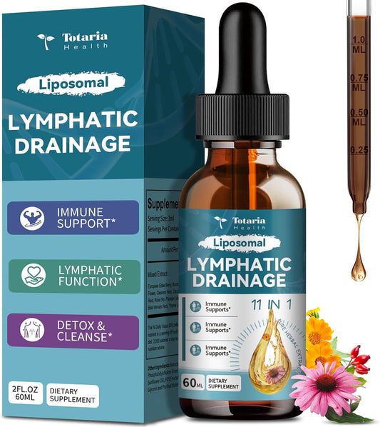 Liposomal Lymphatic Drainage Drops - 11 in 1 Organic Lymphatic Drainage Supplement with Burdock Root, Echinacea, Elderberry, Calendula, Cleavers Herb, Dandelion Supports Lymphatic Health 2 FL.OZ TLBH