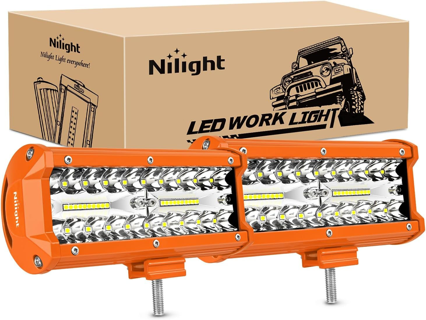 LED Pods 2Pcs 6.5 Inch 120W Triple Row Light Bar Flood Spot Combo 12000LM Driving Fog off Road Lighting for Trucks Pickup Golf Cart SUV ATV UTV 4X4 Van Camper Boat